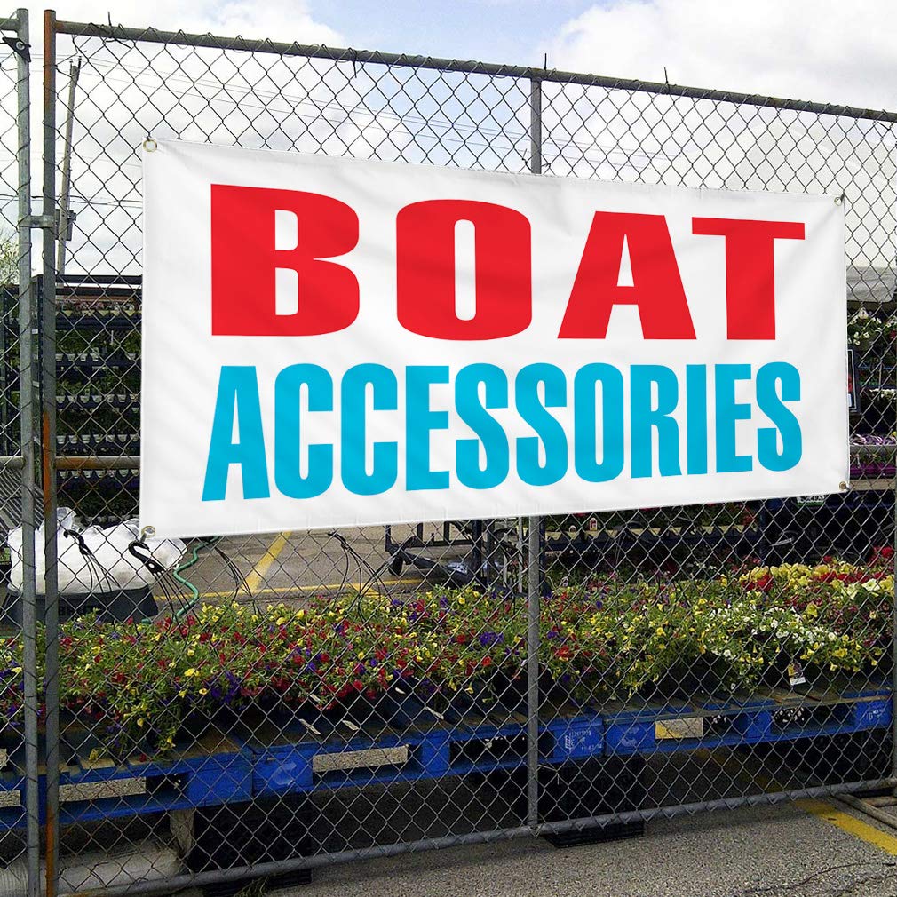 Durable Vinyl Banner 48x96 Inches - Weatherproof Boat Accessories, Business & Industrial Yard Signs with 8 Grommets (Red/Blue) - Perfect for Outdoor Advertising, Events & Marine Use