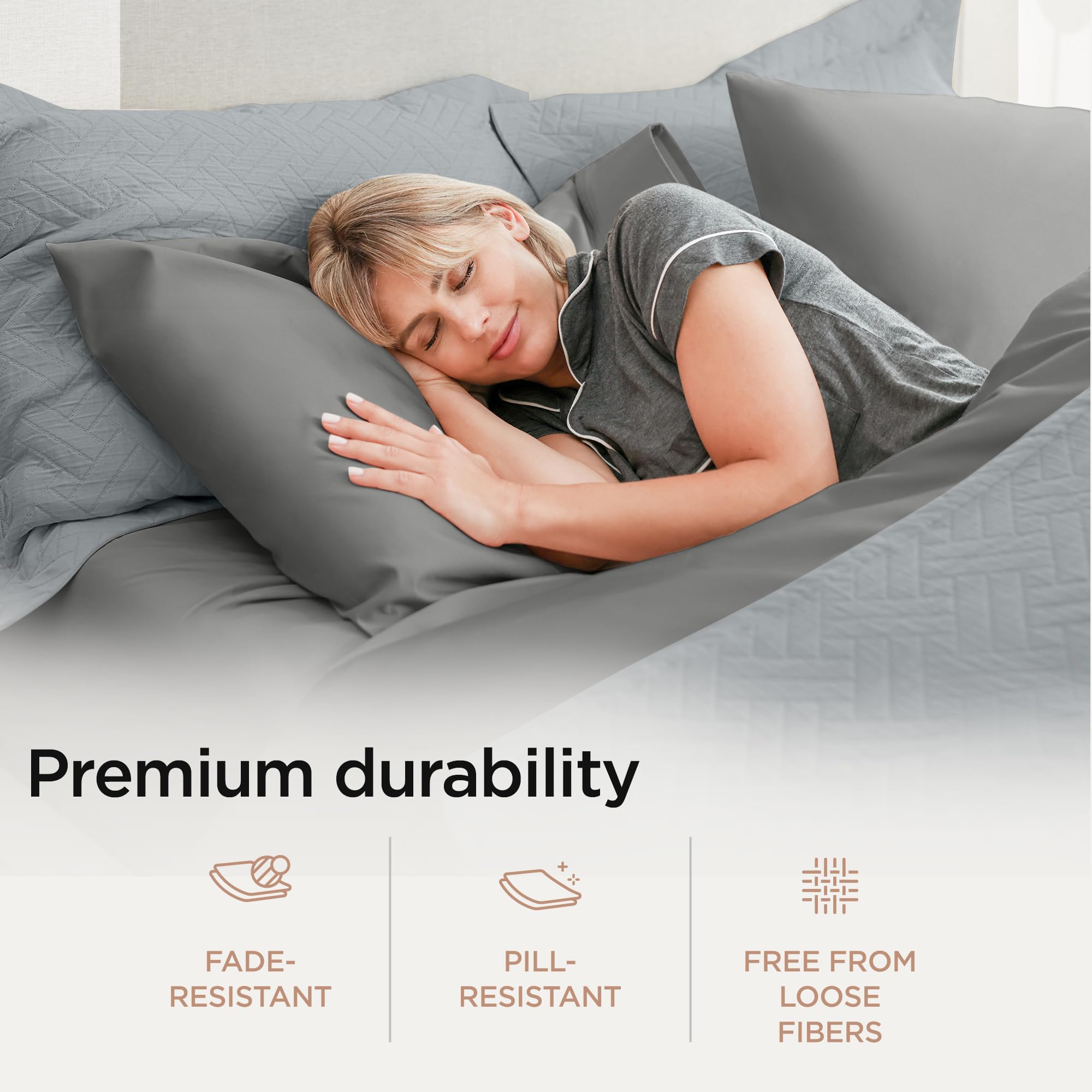 Luxury 100% Supima Cotton Sheets Queen Size - 1200 Thread Count 4-Piece Bed Sheet Set with Deep Pockets (Dark Grey) - 5-Star Hotel Quality for Ultimate Comfort - Perfect for Home, Guest Room & Luxury Hotels
