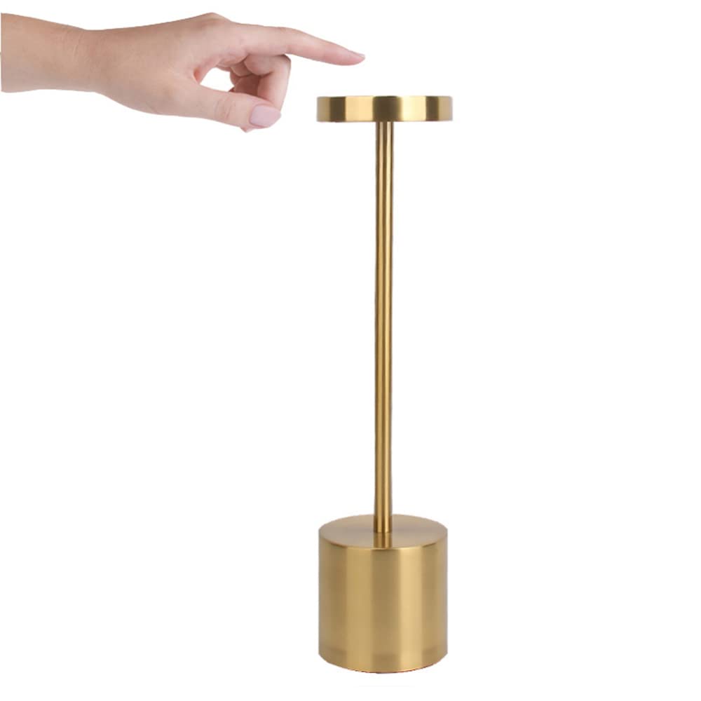 USB Rechargeable LED Cordless Table Lamp - 1800mAh Battery, 3 Color Modes, Portable Desk Light for Bedroom, Office, Dorm | Gold Metal Finish | Perfect for Reading, Studying & Nightstand Decor
