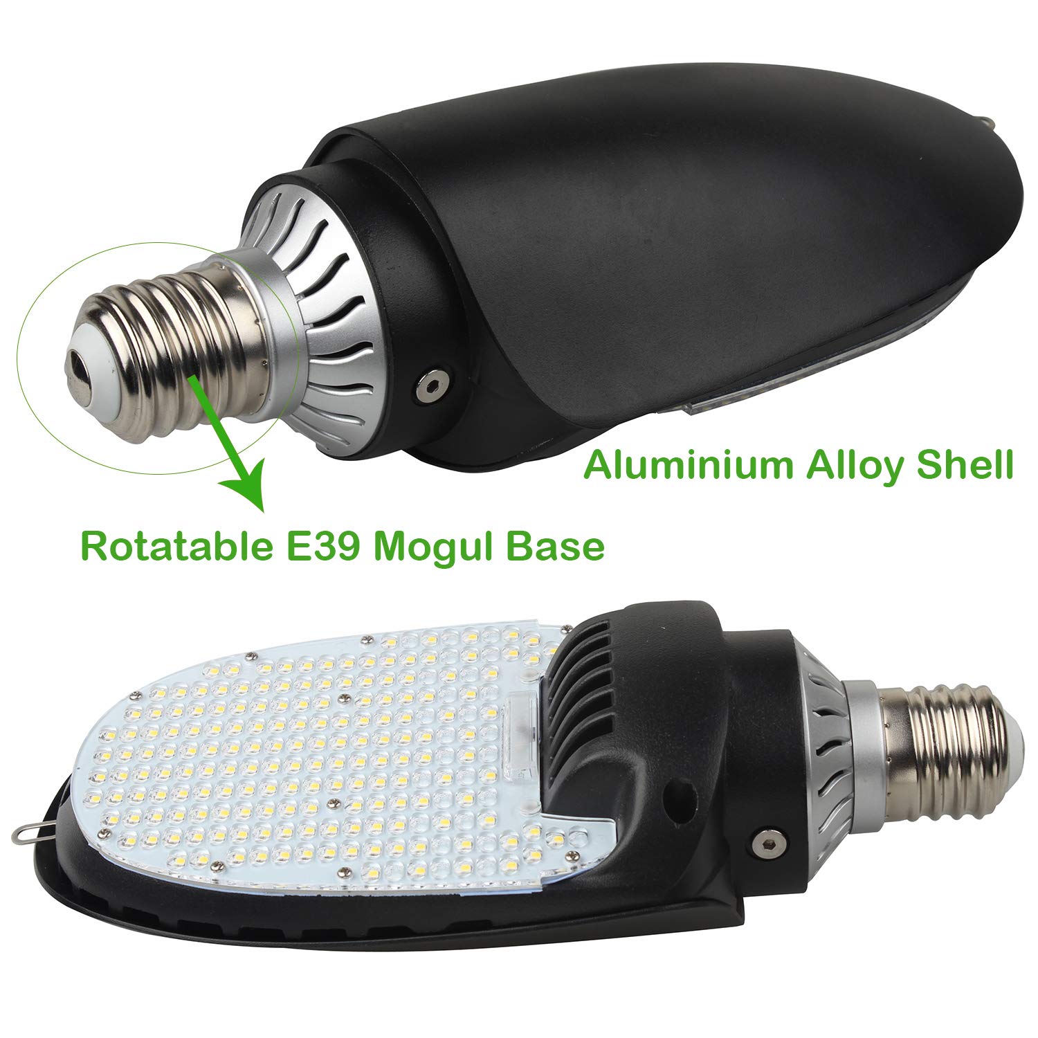54W LED Shoebox Retrofit Corn Lamp - E39 Rotatable Mogul Base - 5000K Daylight White - 7560LM High Brightness - DLC & UL Certified - Perfect for Parking Lots, Warehouses, and Outdoor Area Lighting