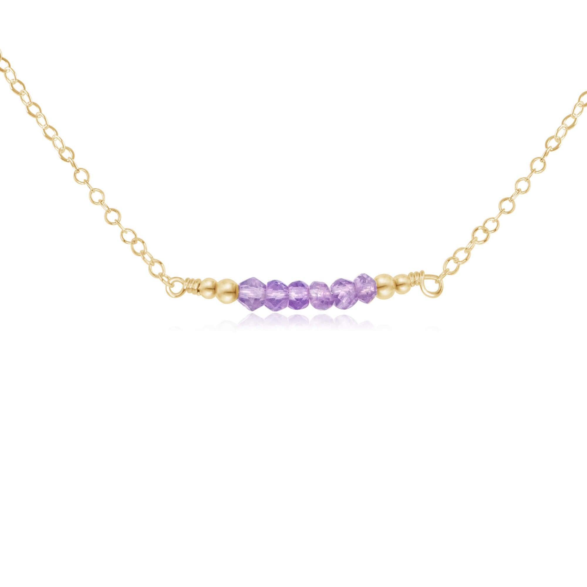 Sparkling Lavender Amethyst Faceted Bead Bar Necklace for Women - Elegant Healing Crystal Jewelry Gift for Birthday, Anniversary & Special Occasions - Perfect for Meditation, Yoga & Spiritual Healing