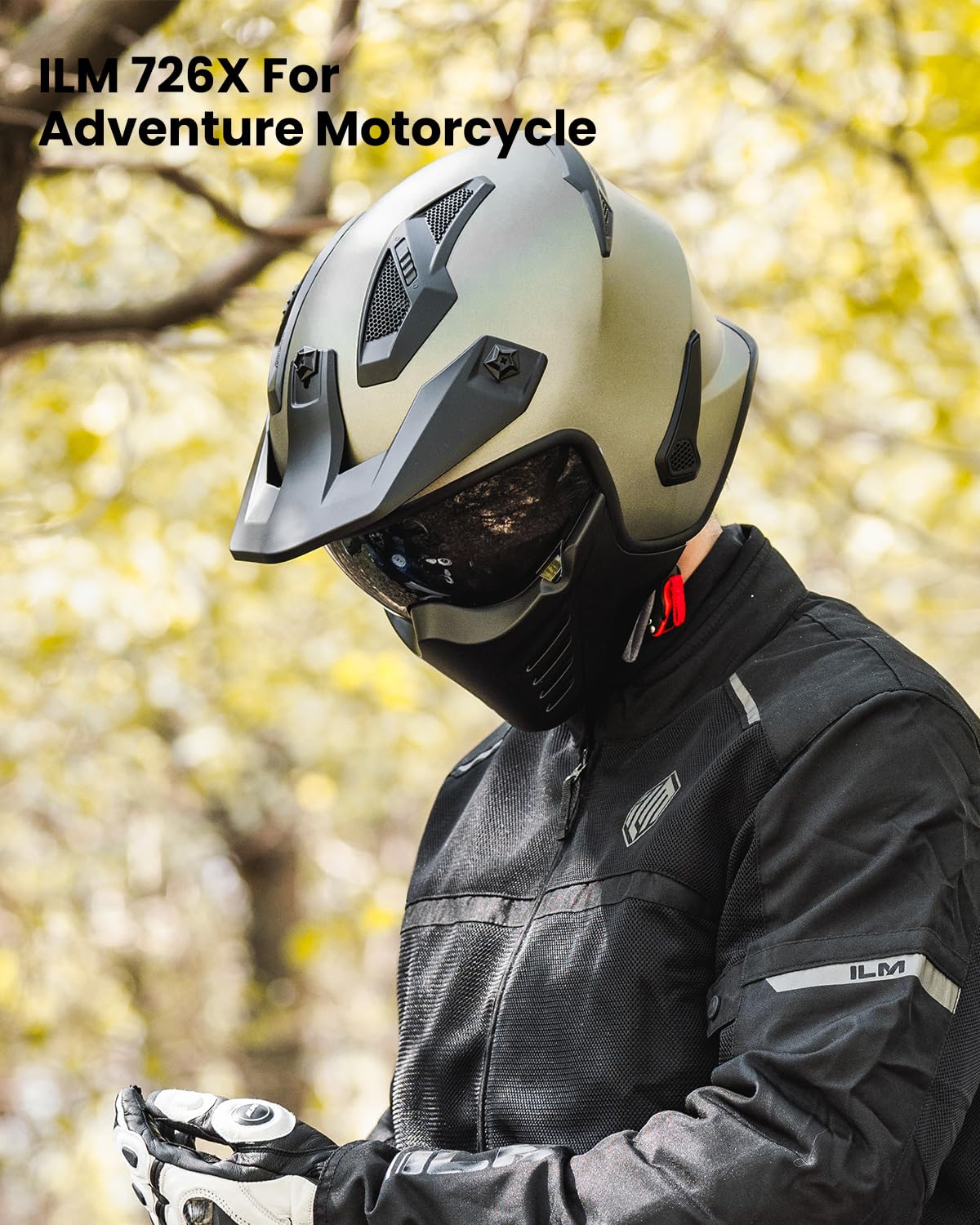 ILM Open Face Motorcycle Helmet DOT Approved - 3/4 Half Helmet for Dirt Bike, Moped, ATV, UTV, Motocross, Cruiser & Scooter - Model 726X (Midnight Green, Large) - Perfect for Urban Commuting & Off-Road Adventures