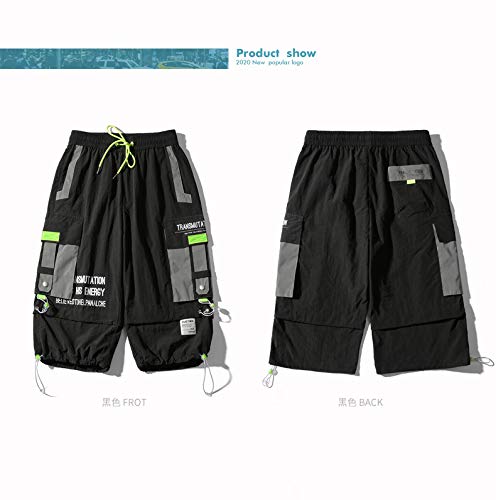 MOKEWEN Men's Techwear Jogger Cargo Shorts with Drawstring Waist & Multiple Pockets - Breathable Streetwear for Gym, Hiking & Casual Wear
