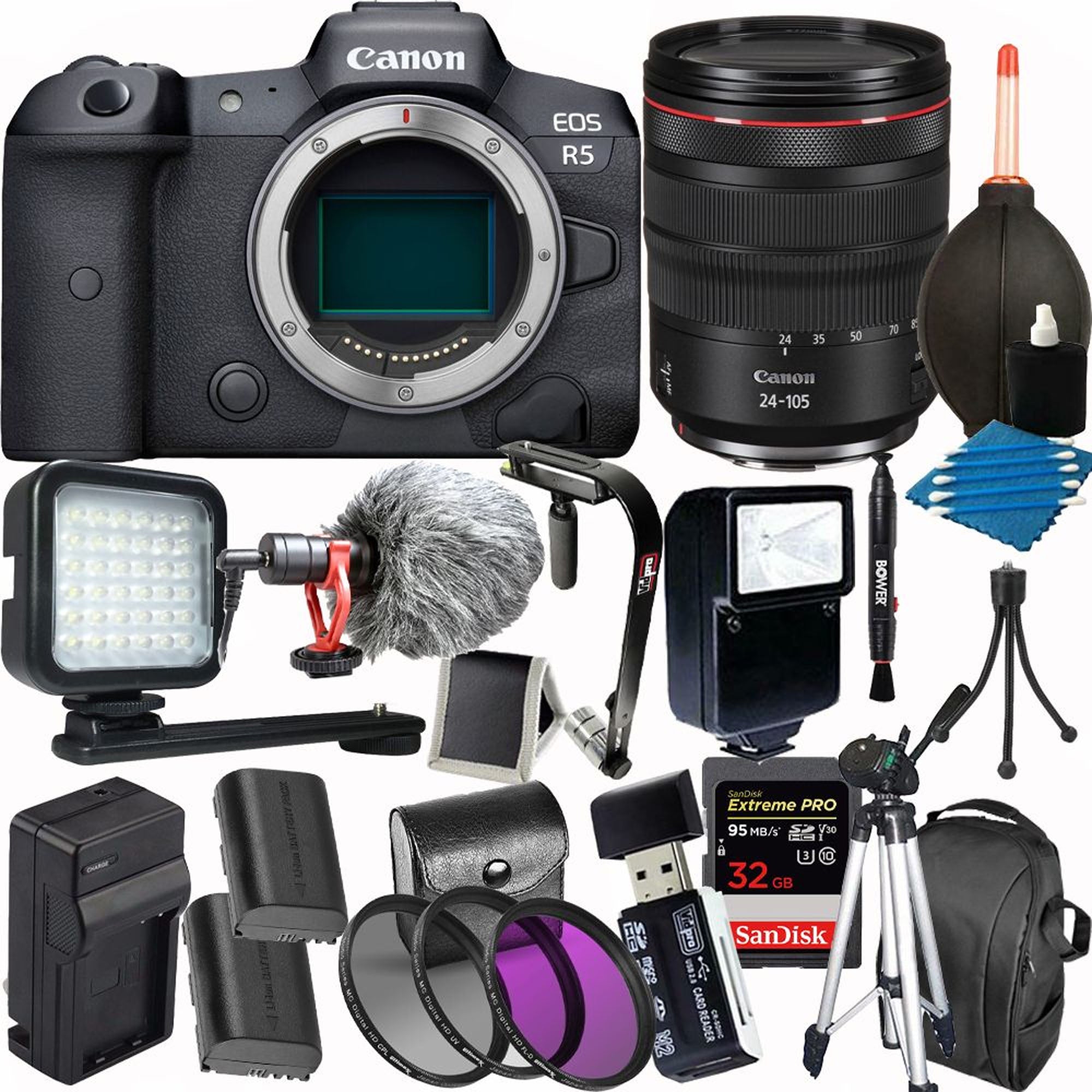 Canon EOS R5 Full Frame Mirrorless Camera with RF 24-105mm f/4L IS USM Lens | Professional Photography Kit | Includes SanDisk 32GB Extreme PRO SD Card | Perfect for Wedding, Travel & Wildlife Photography