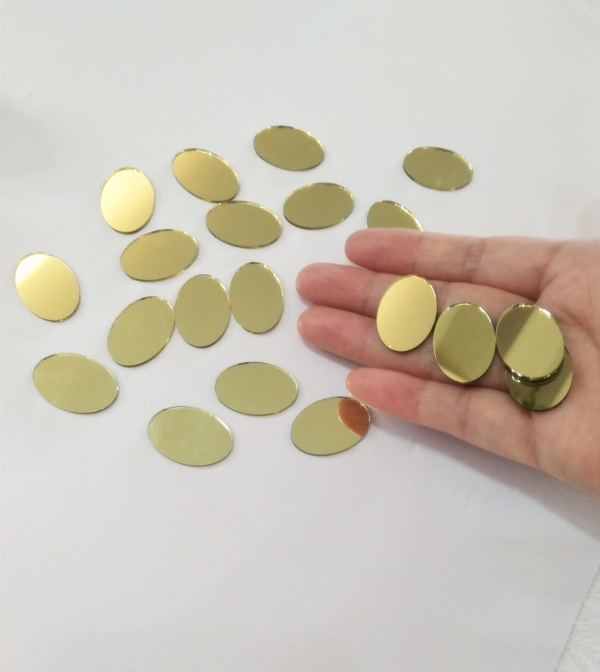 100pcs Gold Mirror Mosaic Tiles - DIY Glass Mirror Pieces for Crafts, Vases, Flower Pots - Home Decor, Wall Art, Backsplash & Bathroom Decoration