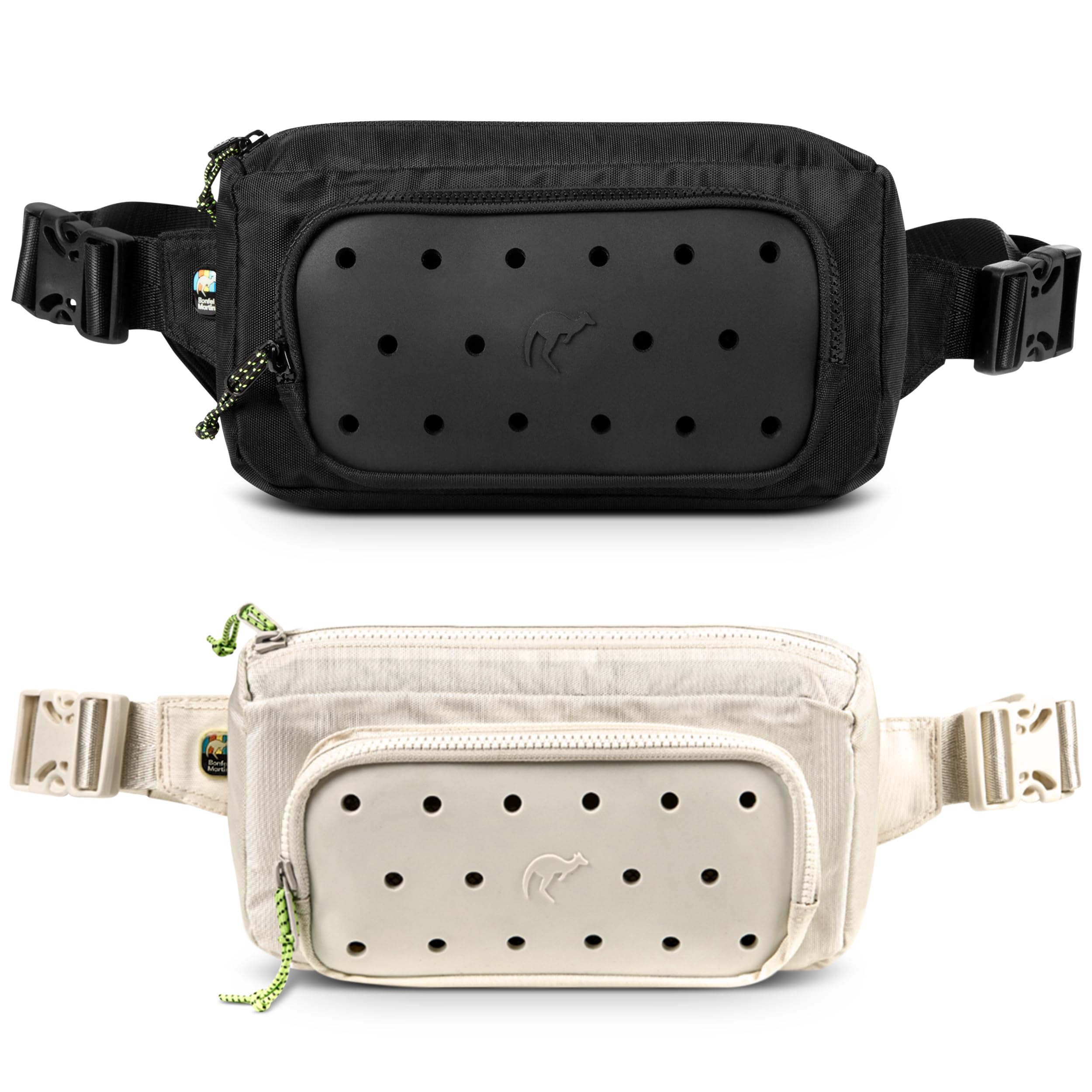 Insulated Waist Pack for Women & Men - Adjustable Fanny Pack with Custom Charm Panel - Unisex Crossbody Bag for Travel, Hiking, Gym - Fashionable Hip Pack (Black) - Perfect for Outdoor Adventures, Workouts & Daily Use