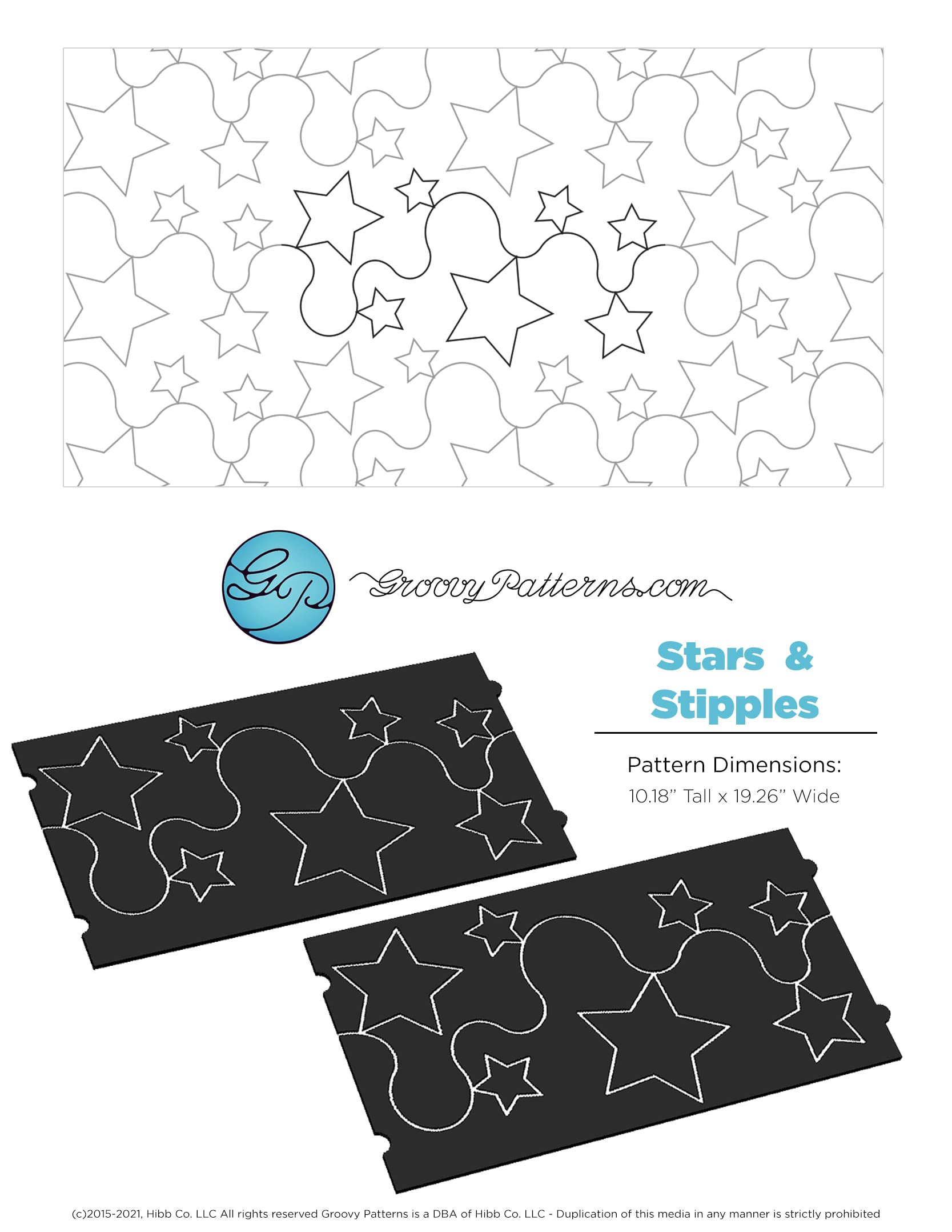 Groovy Patterns Stars and Stipples Patchwork Quilt Template - Long Arm Quilting Board for DIY Sewing Projects - Perfect for Home Decor, Bedding, and Crafting