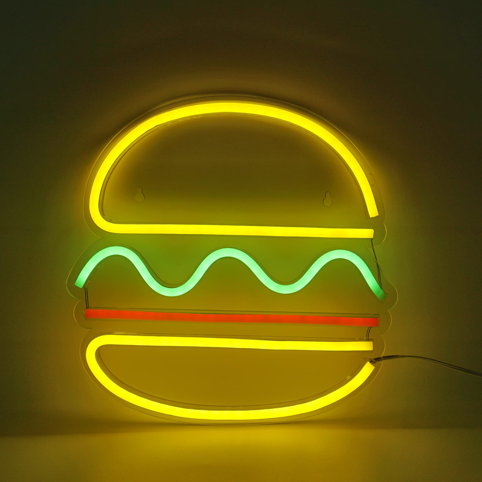 LED Hamburger Neon Sign - USB Wall Light for Home & Party Decor