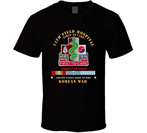 Vintage Korean War 14th Field Hospital T-Shirt - Military Army MIP Black Tee - Perfect for Veterans, History Buffs & Collectors