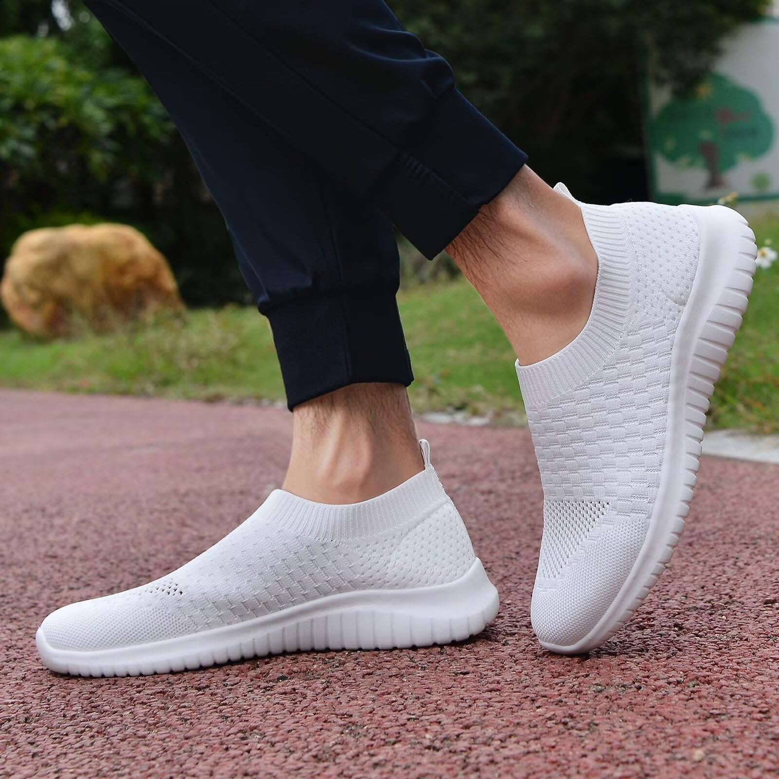 TIOSEBON Men's Slip On Walking Shoes - Breathable Knit Mesh Tennis Sneakers for Men - Lightweight Comfortable Casual Shoes for Walking, Running, Gym & Daily Wear