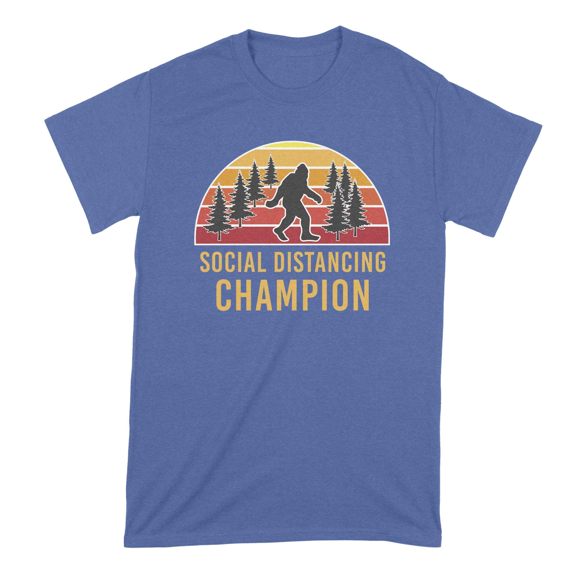 Funny Bigfoot Social Distancing Champion T-Shirt - Humorous Sasquatch Graphic Tee for Outdoor Adventures & Casual Wear