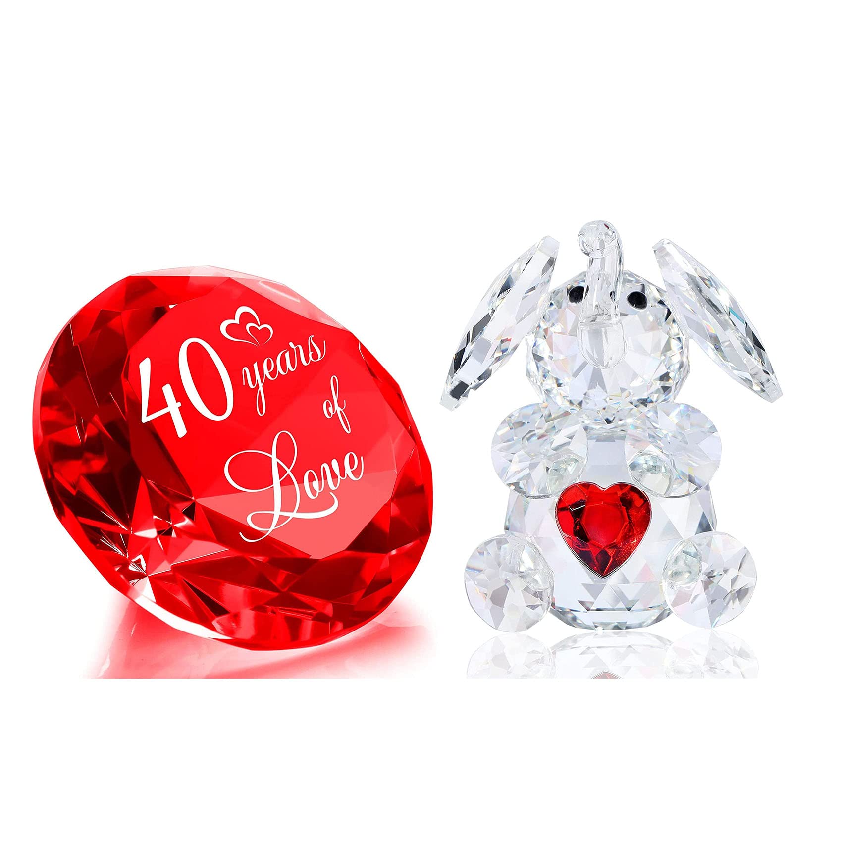 YWHL 40th Wedding Anniversary Gifts for Her - Romantic Crystal Elephant Keepsake for Women | Perfect for Anniversary Celebrations, Valentine's Day & Special Occasions