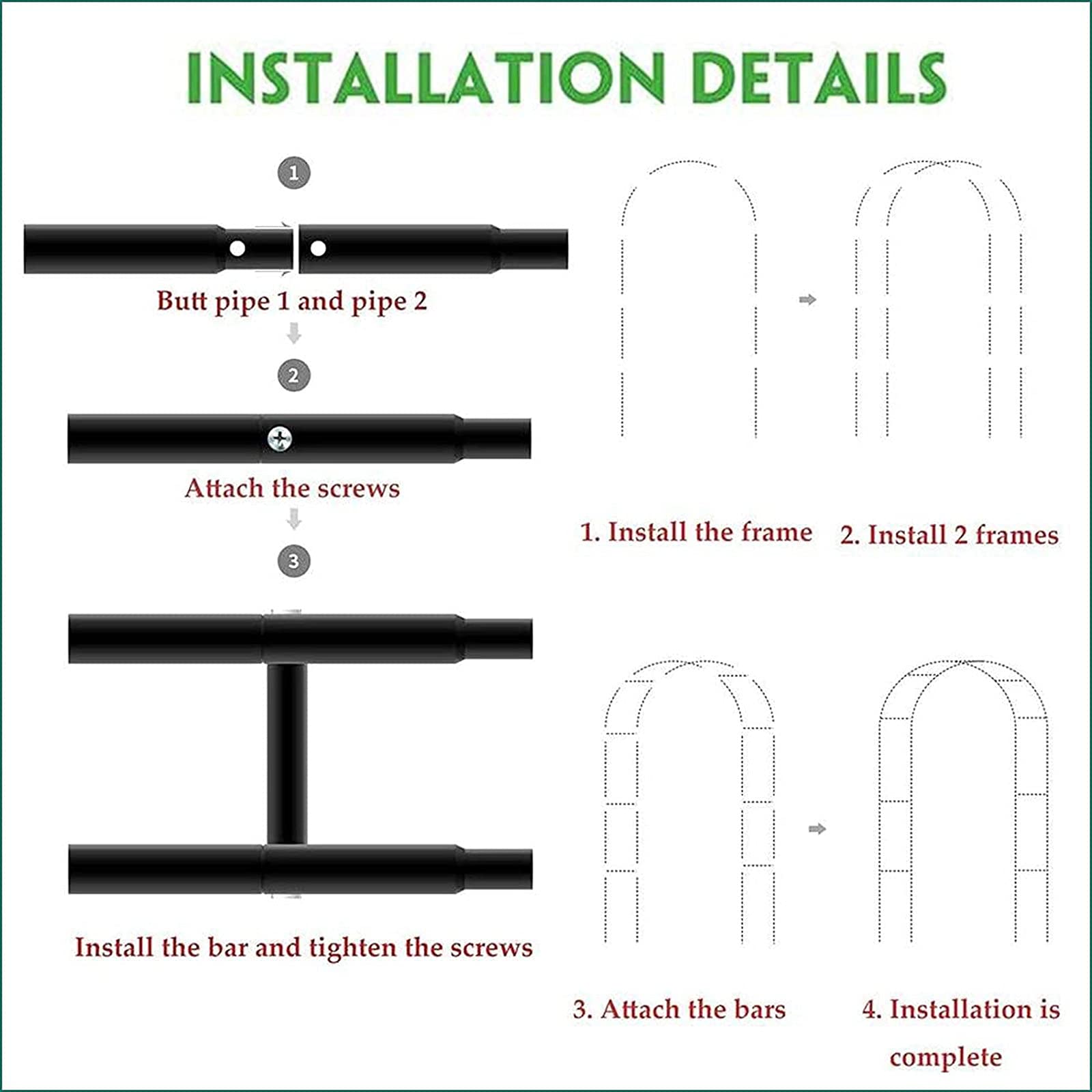 Black Steel Garden Arbor Archway - 370x220cm (146x87in) for Wedding Ceremony, Outdoor Party & Plant Climbing Trellis - Easy Assembly & Durable Decoration for Gardens, Backyards & Patios