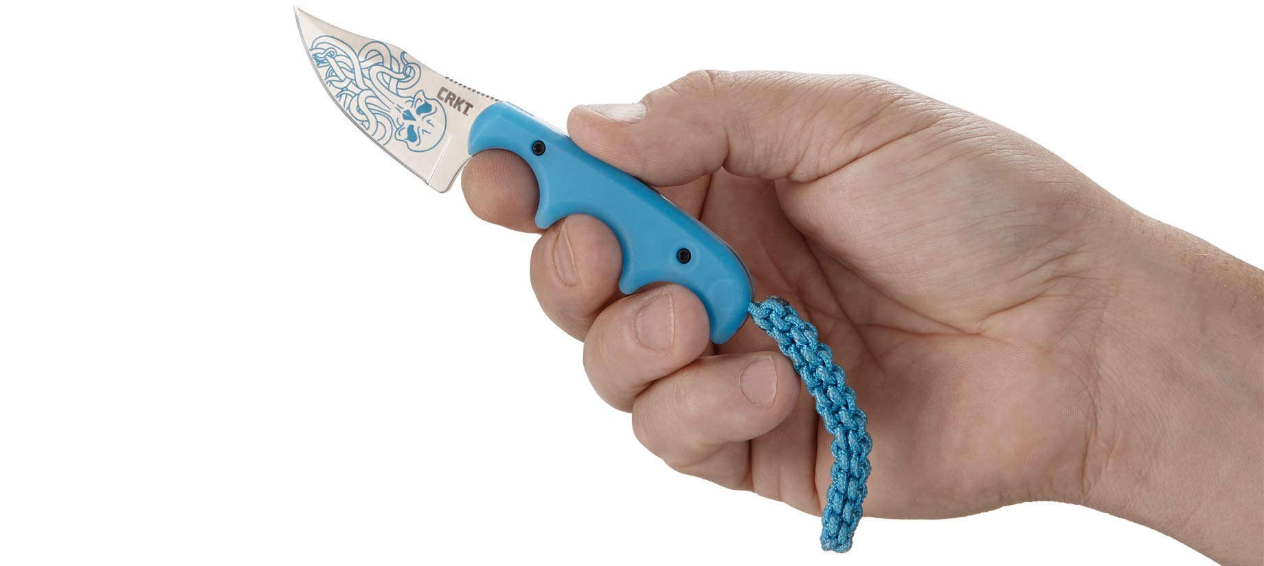 CRKT Minimalist Bowie EDC Knife - Compact Everyday Carry Fixed Blade Utility Knife with Satin Finish, Cthulhu Artwork, Glow-in-the-Dark Handle & Sheath (Model 2387O) | Perfect for Camping, Hiking, Survival & Outdoor Adventures