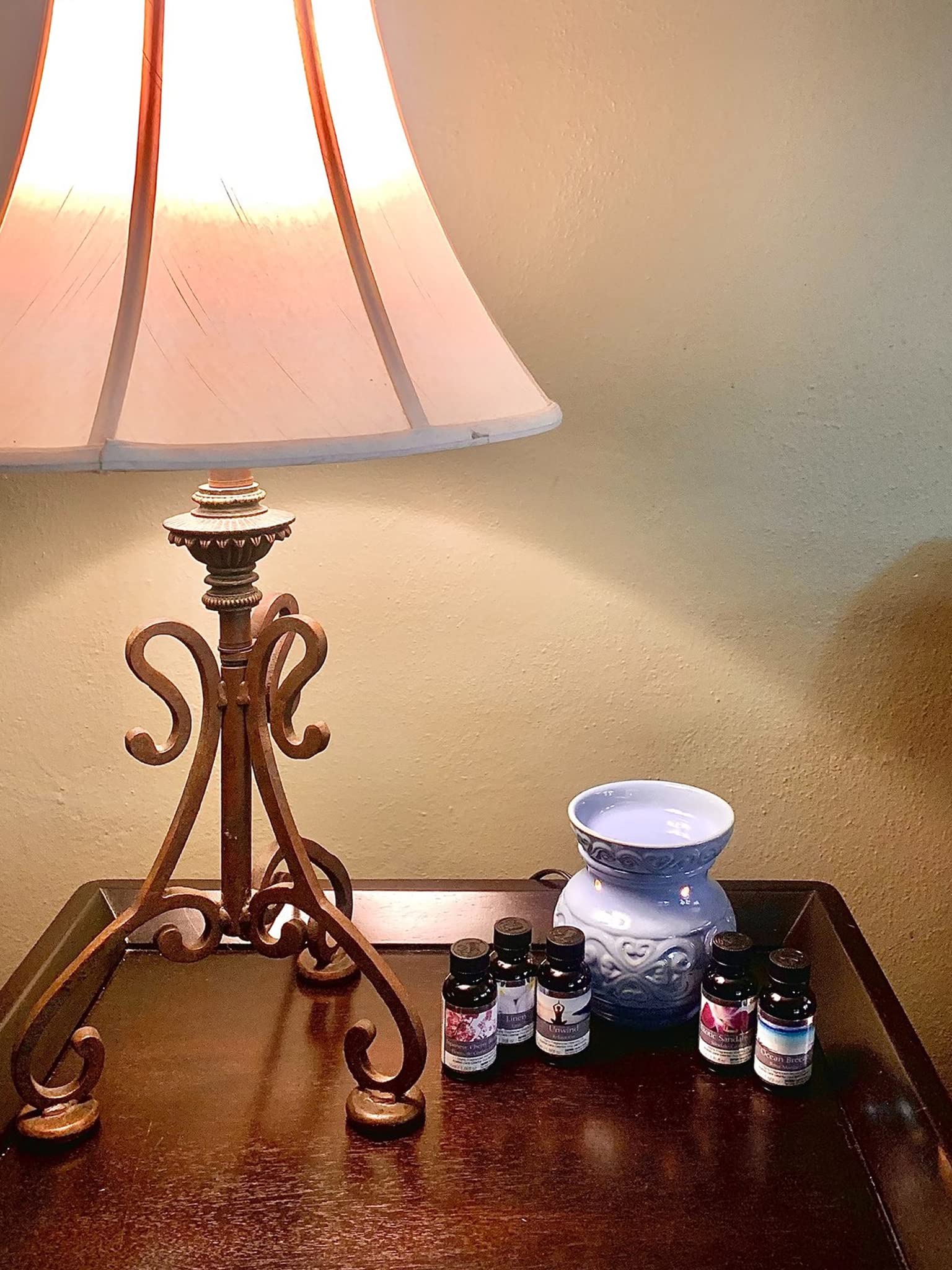Hosley Blue Electric Ceramic Oil Warmer Gift Set - Aromatherapy Diffuser for Home, Office & Spa Relaxation