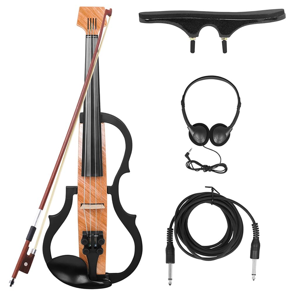 Electric Silent Violin Full Size 4/4 - Carbon Fiber Mute Violin with Shoulder Rest & Earphones - Complete Electric Violin Kit for Beginners & Teens - Perfect for Quiet Practice, Home Studio & Live Performances