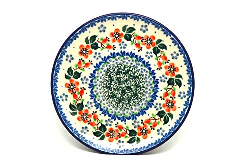 Handmade Polish Pottery Bread & Butter Plate (6.25 Inch) - Cherry Blossom Design - Perfect for Breakfast, Tea Time & Home Decor