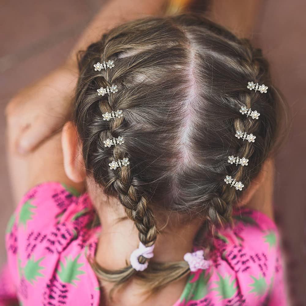 KROGER 36 Pcs Small Hair Clips - Mini No-Slip Grip Hair Claw Clips with Rhinestones for Women & Girls (Silver-White Crystal) - Perfect for School, Work, Parties & Everyday Styling