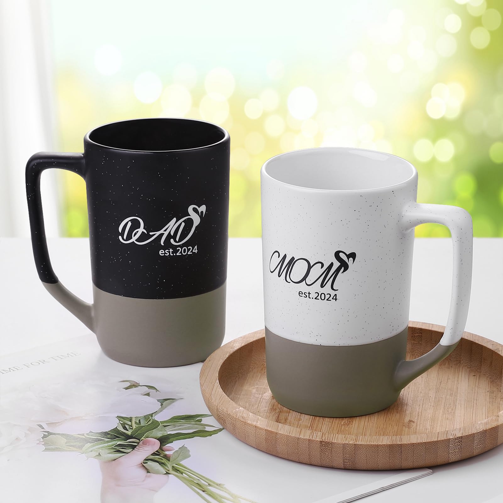 **Best Pregnancy Gifts for First-Time Moms & New Parents - 14 oz Mug Set with Onesie & Baby Socks - Thoughtful Gender Reveal & Baby Shower Gift for Couples - Perfect for Celebrating Motherhood & Parenthood**