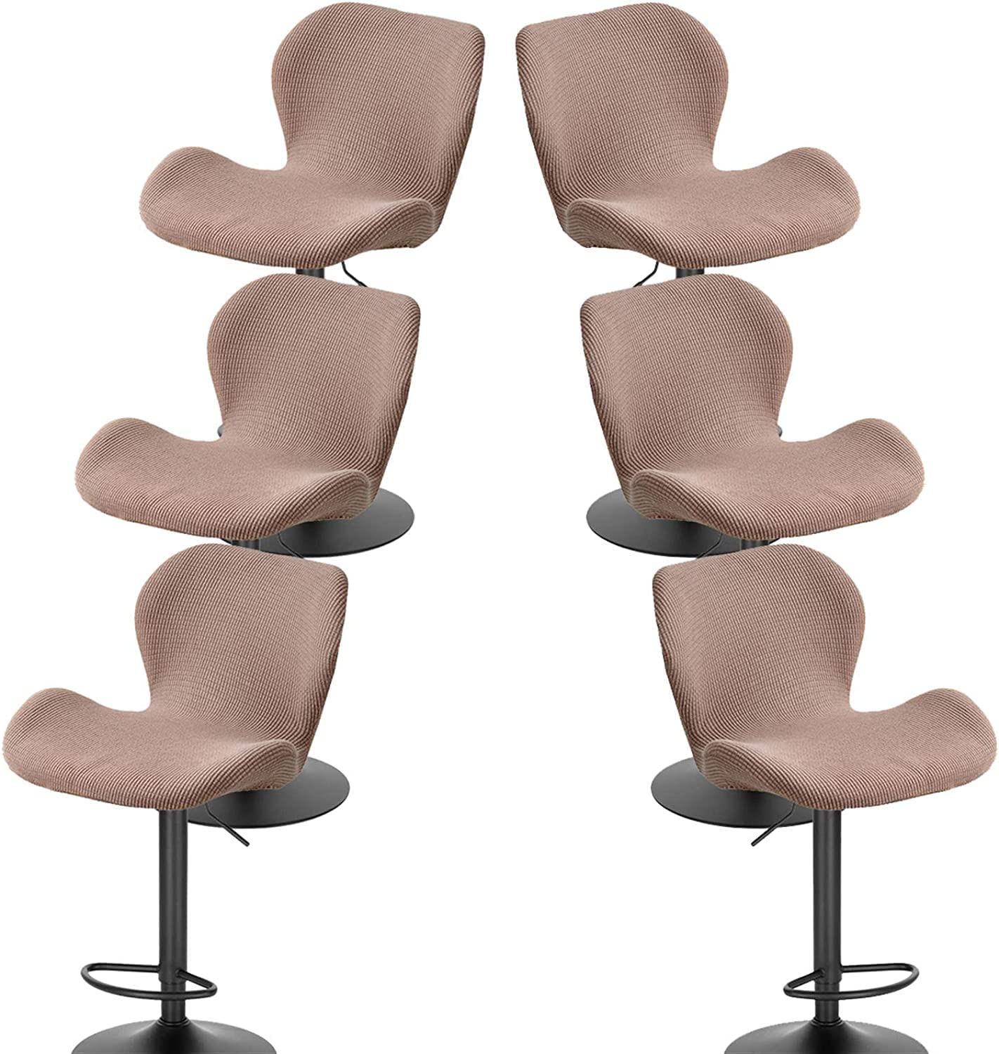 Modern Stretch Slipcovers for Bar Stools - 6PCS Curved Backrest Covers for Kitchen Swivel Chairs, Counter & Breakfast Barstools - D Color | Perfect for Dining Rooms, Kitchen Islands & Home Bars