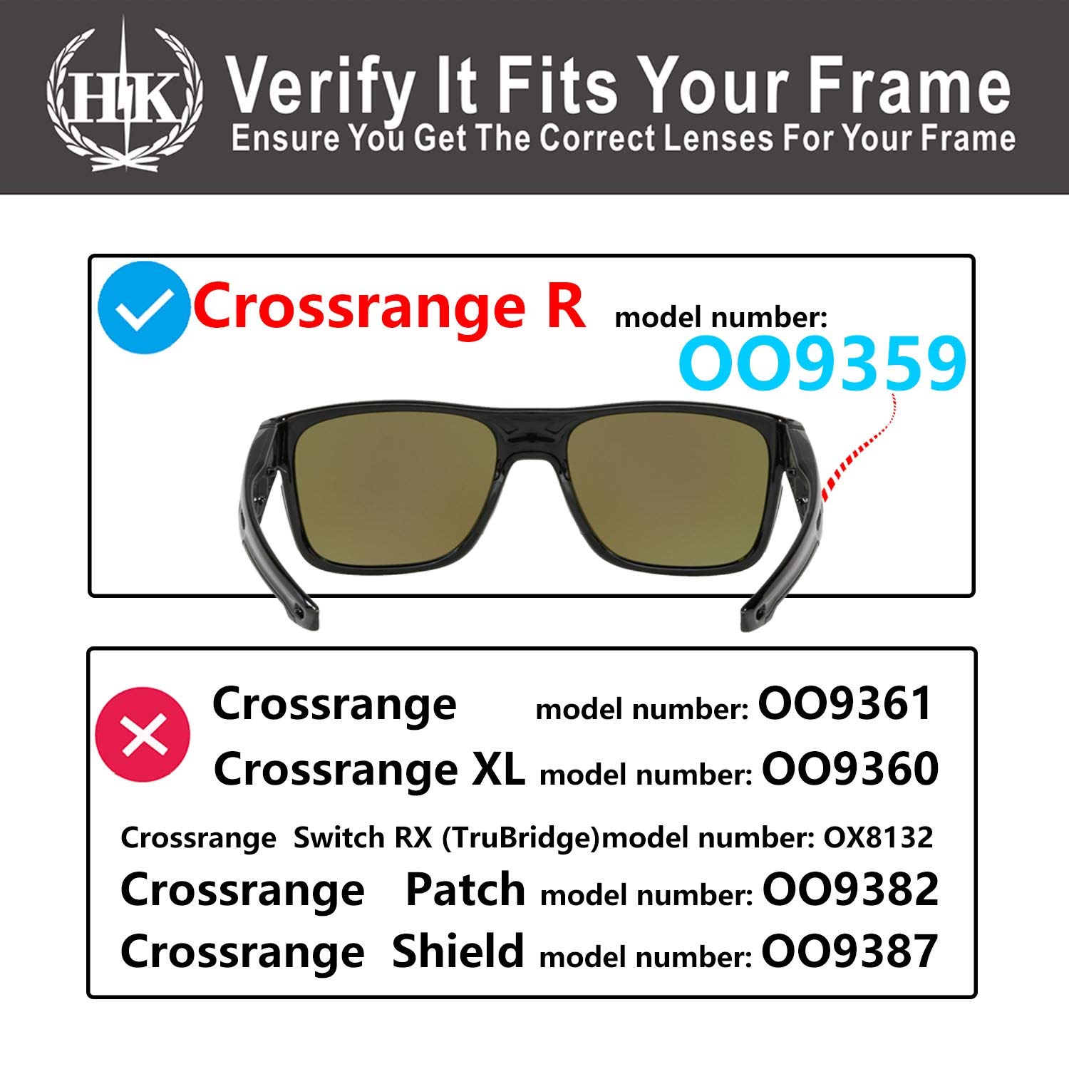 HKUCO Replacement Lenses for Oakley Crossrange R Sunglasses - Polarized & Anti-Scratch - Perfect for Outdoor Sports, Running, Cycling & Driving
