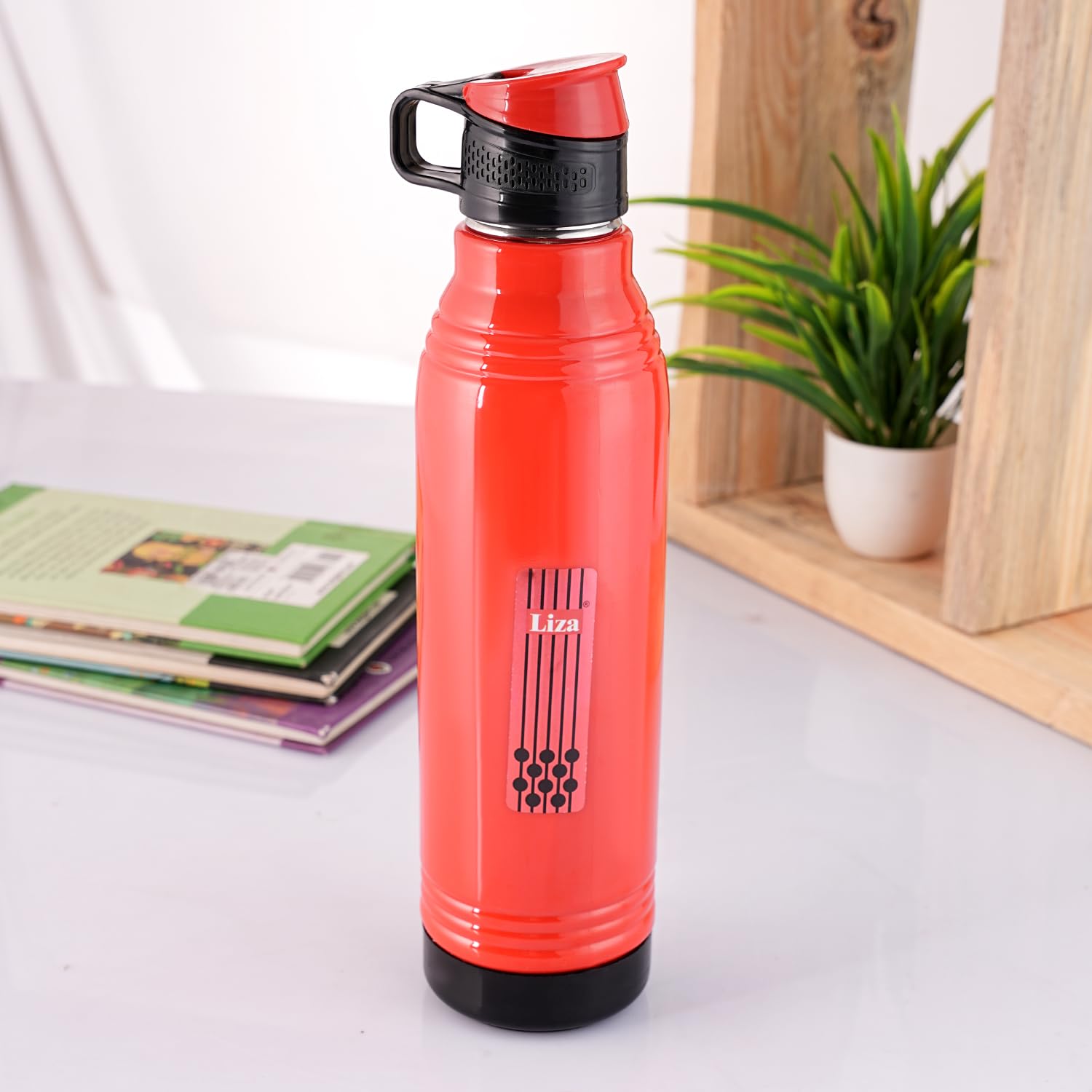 Liza Steel Smart Vacuum Insulated Stainless Steel Water Bottle 660ml - Leak Proof, Keeps Hot & Cold for 24 Hours - Perfect for Gym, Hiking, Office & Travel (Red)