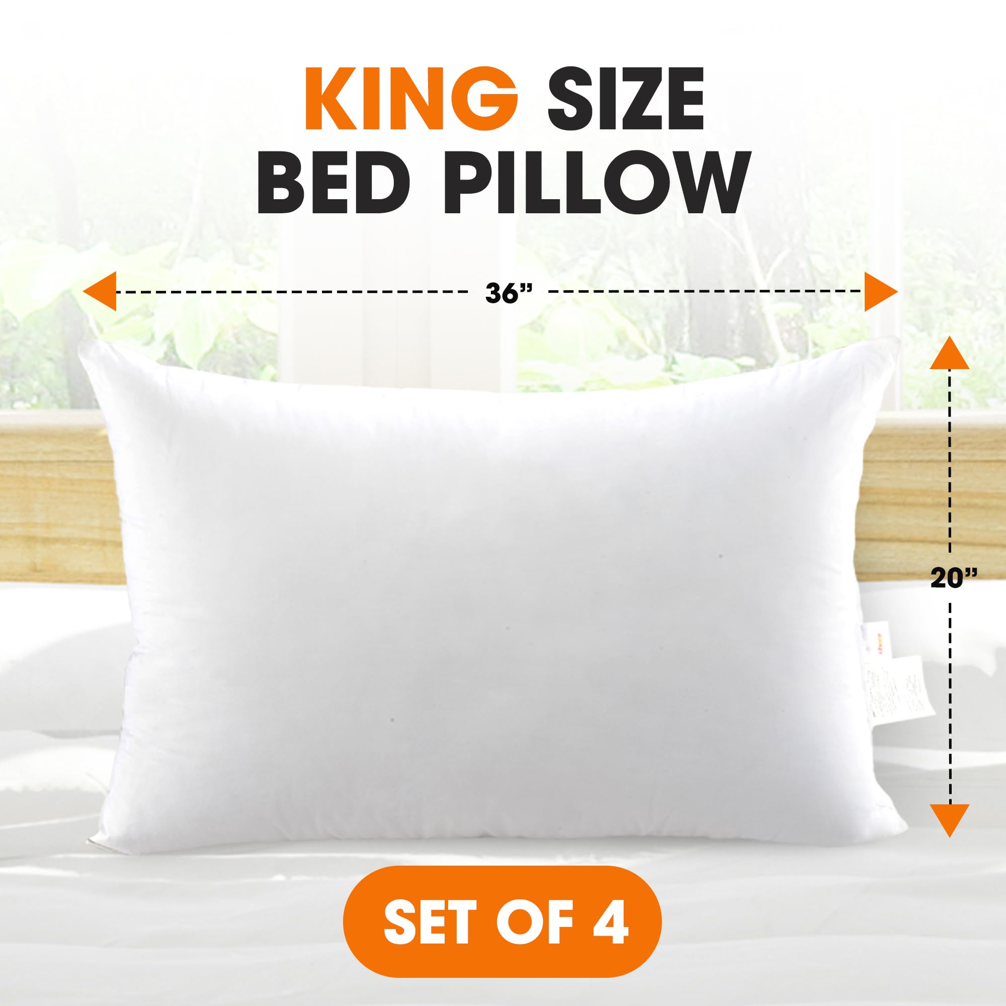 Premium Down Alternative Bed Pillows Set of 4 - Hotel Quality Standard Size Soft Pillows for Side, Back & Stomach Sleepers | Breathable & Hypoallergenic for Restful Sleep | Perfect for Guest Rooms, Master Bedroom & Airbnb