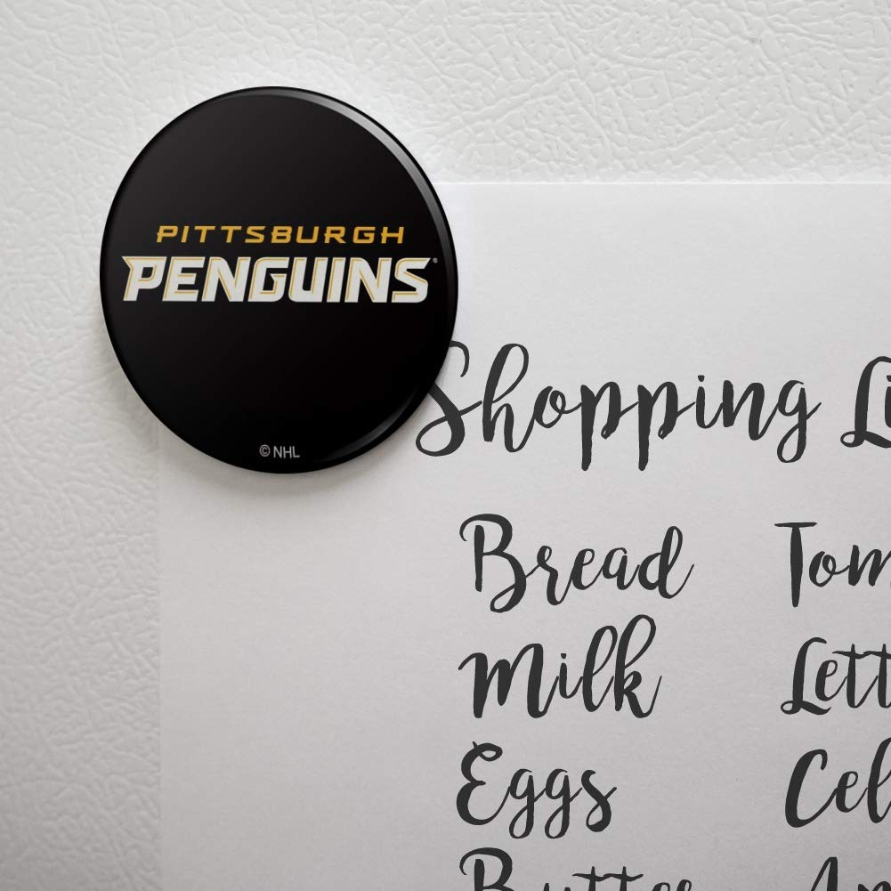 Official NHL Pittsburgh Penguins Logo Refrigerator Magnet - Strong Kitchen & Locker Decorative Button for Fans - Perfect for Game Days, Offices, Dorms & Gifts