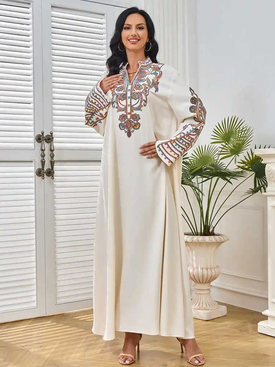 Elegant Eid Rope Embroidery Caftan Dress for Women - Flowy Moroccan Kaftan #25232 - Perfect for Eid Celebrations, Weddings & Special Occasions
