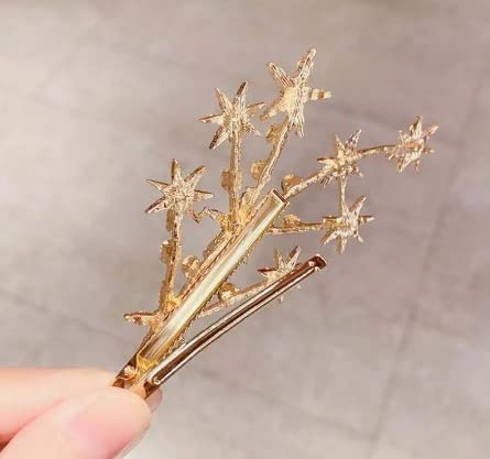 **SIA VENDORS Unicorn Hair Clips for Girls & Women - Metal Hairpins, Barrettes, Baby Hair Accessories Set (Star Leaf Pin, 1+1 PCS) - Perfect for School, Parties & Everyday Styling**