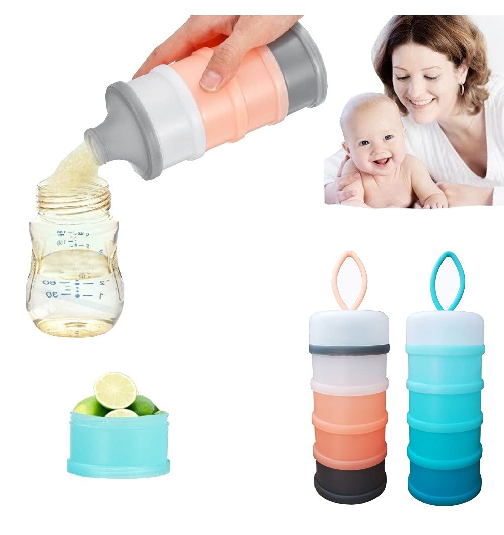 **Baby Formula Dispenser - 4 Layer Portable & Stackable Powder Container for Travel - BPA Free - Perfect for Milk Powder, Protein Powder, Nuts & Small Fruits - Ideal for On-the-Go Feeding, Gym & Snack Storage**
