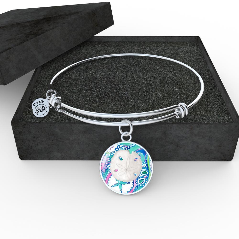 Colorful Sand Dollar Bangle Bracelet - Handmade Beach Jewelry for Women | Perfect for Summer Vacation, Beach Wedding & Boho Fashion Accessories