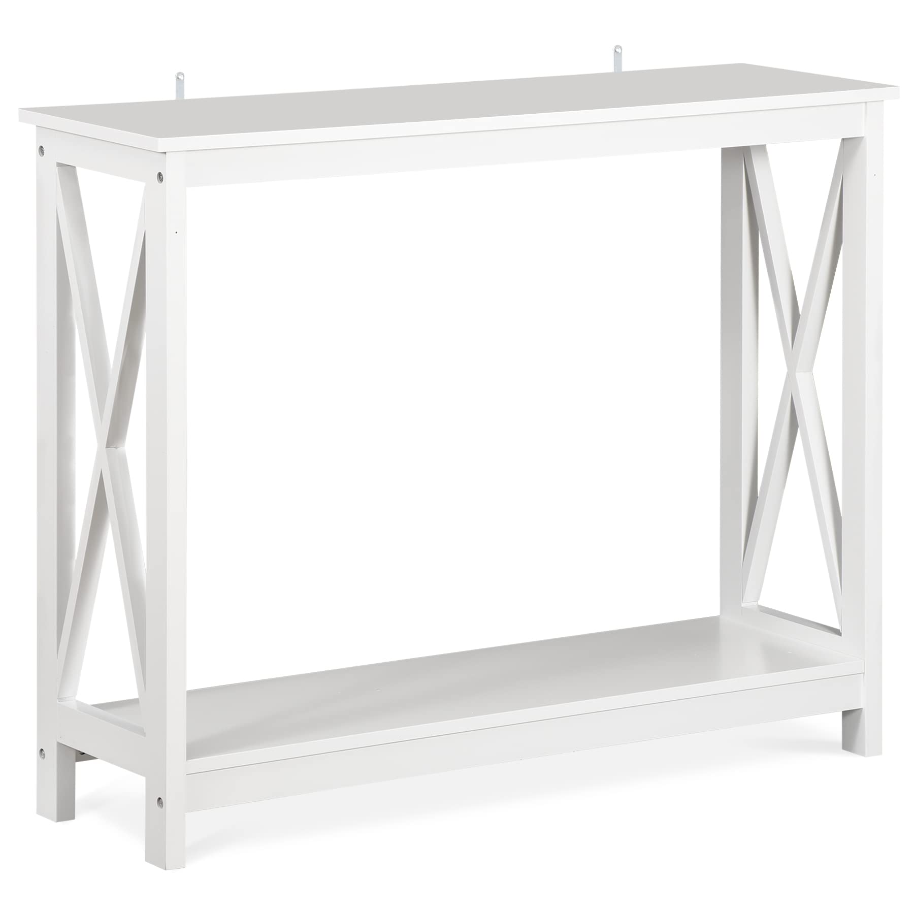 ZENY Modern Console Table with 2-Tier Shelves - Slim Entryway Table, Hallway Sofa Table, Living Room Accent Furniture (White) - Perfect for Small Spaces, Apartments & Home Decor