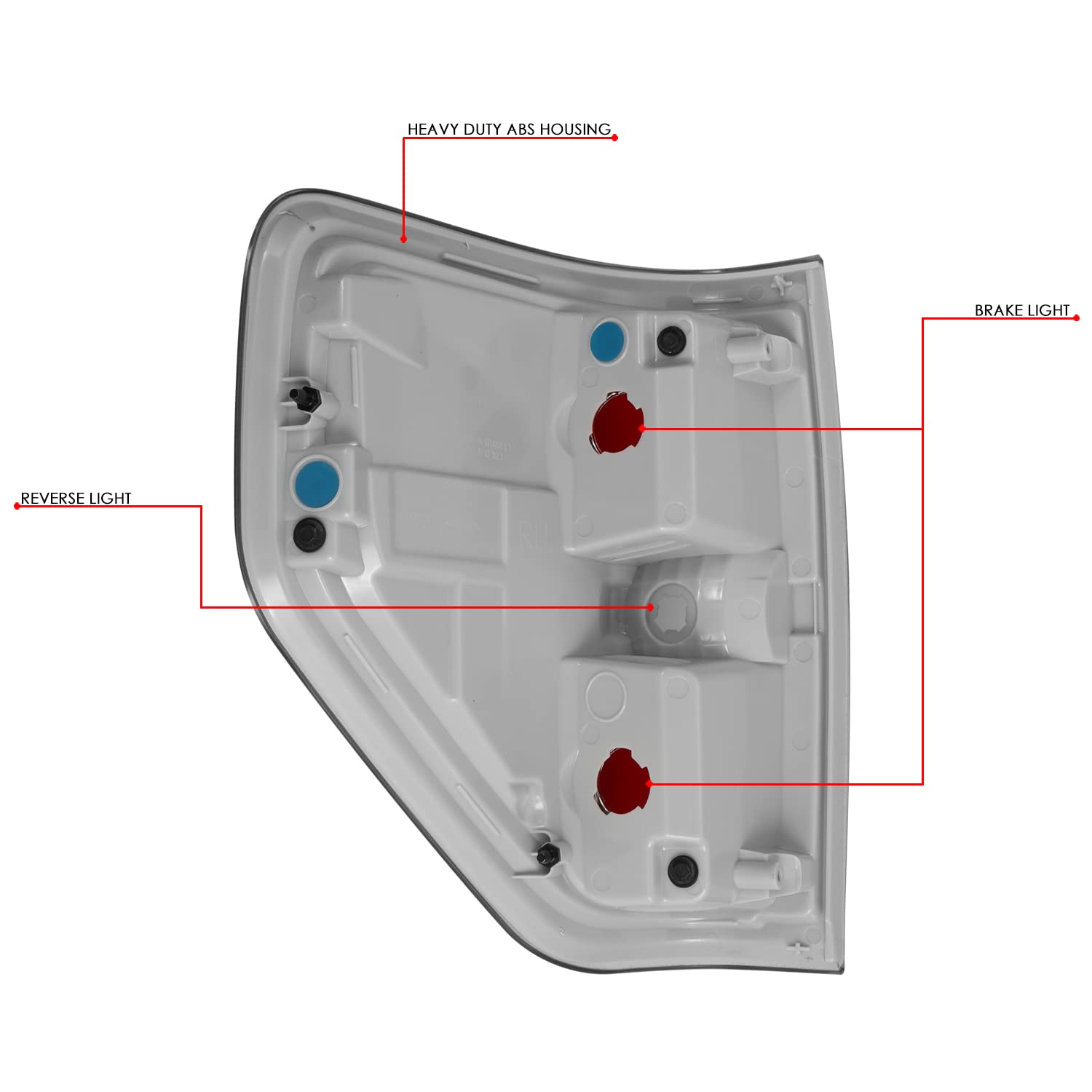 DNA MOTORING TL-ZTL-006-CHRD Red Polycarbonate Tail Lights for 2009-2014 Ford F-150 - No Bulb Sockets Included | Durable Replacement for Enhanced Visibility & Style
