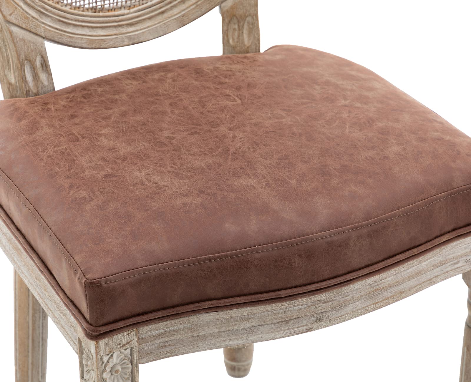 Kmax PU Leather Dining Chairs Set of 2 - French Style Rattan Round Back Farmhouse Chairs for Kitchen, Living Room & Dining Room | Perfect for Home Decor, Restaurant & Cafe Seating