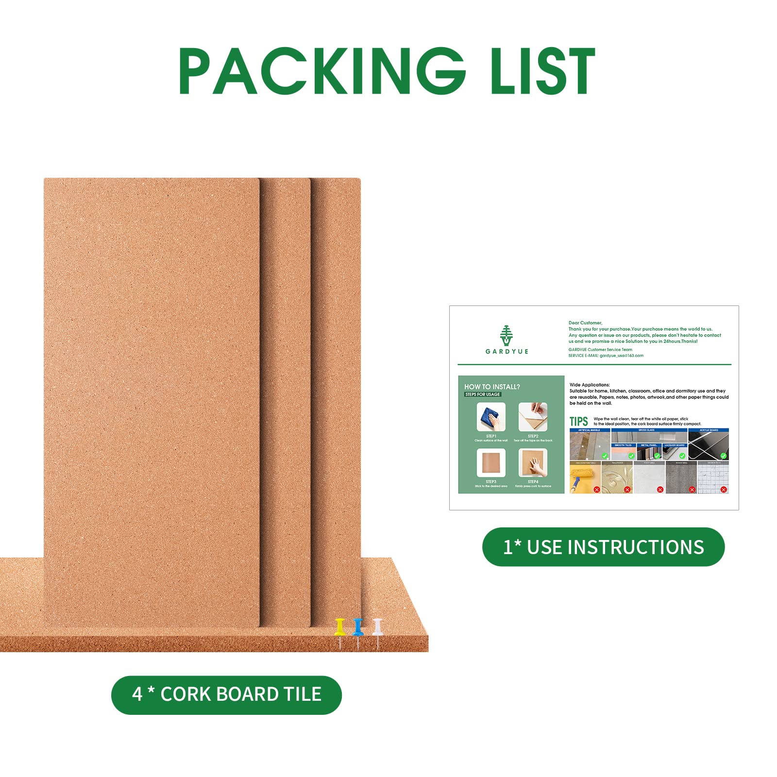 4 Pack Self-Adhesive Cork Bulletin Board Tiles 17