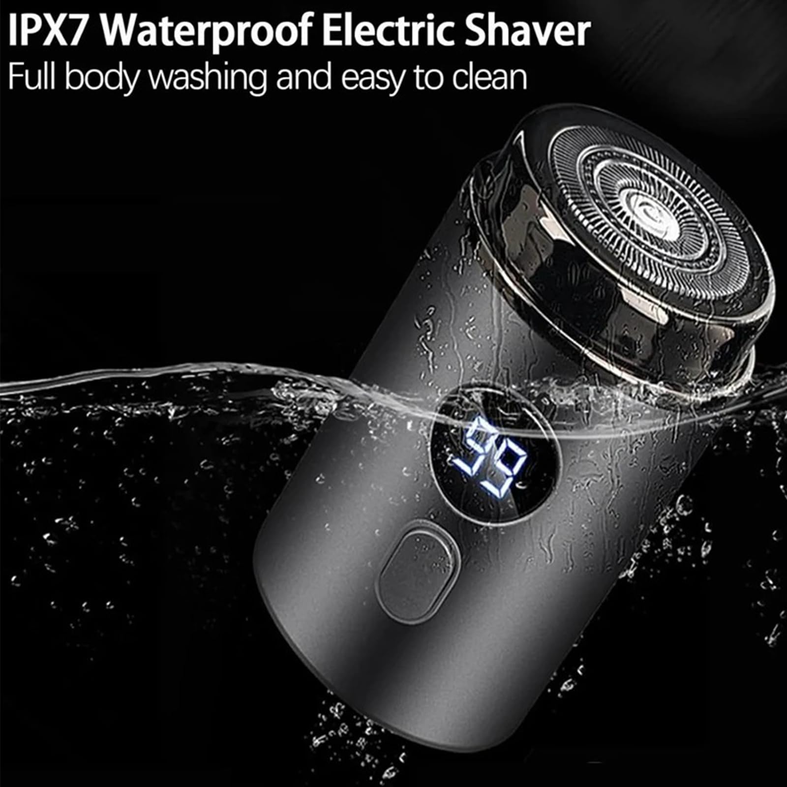 Vishopee Mini Portable Electric Shaver for Men - IPX7 Waterproof, USB Rechargeable, Pocket Size Travel Razor with Washable Design (Gray) - Perfect for Travel, Gym & Daily Grooming