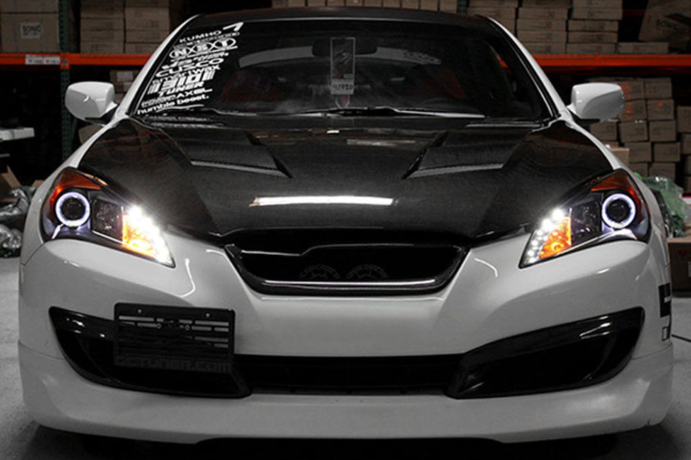 Bright White LED Halo Ring Headlight Kit for Kia Optima & Hyundai Genesis Coupe - DRL Angel Eyes with Even Lighting - Perfect for Night Driving & Car Customization