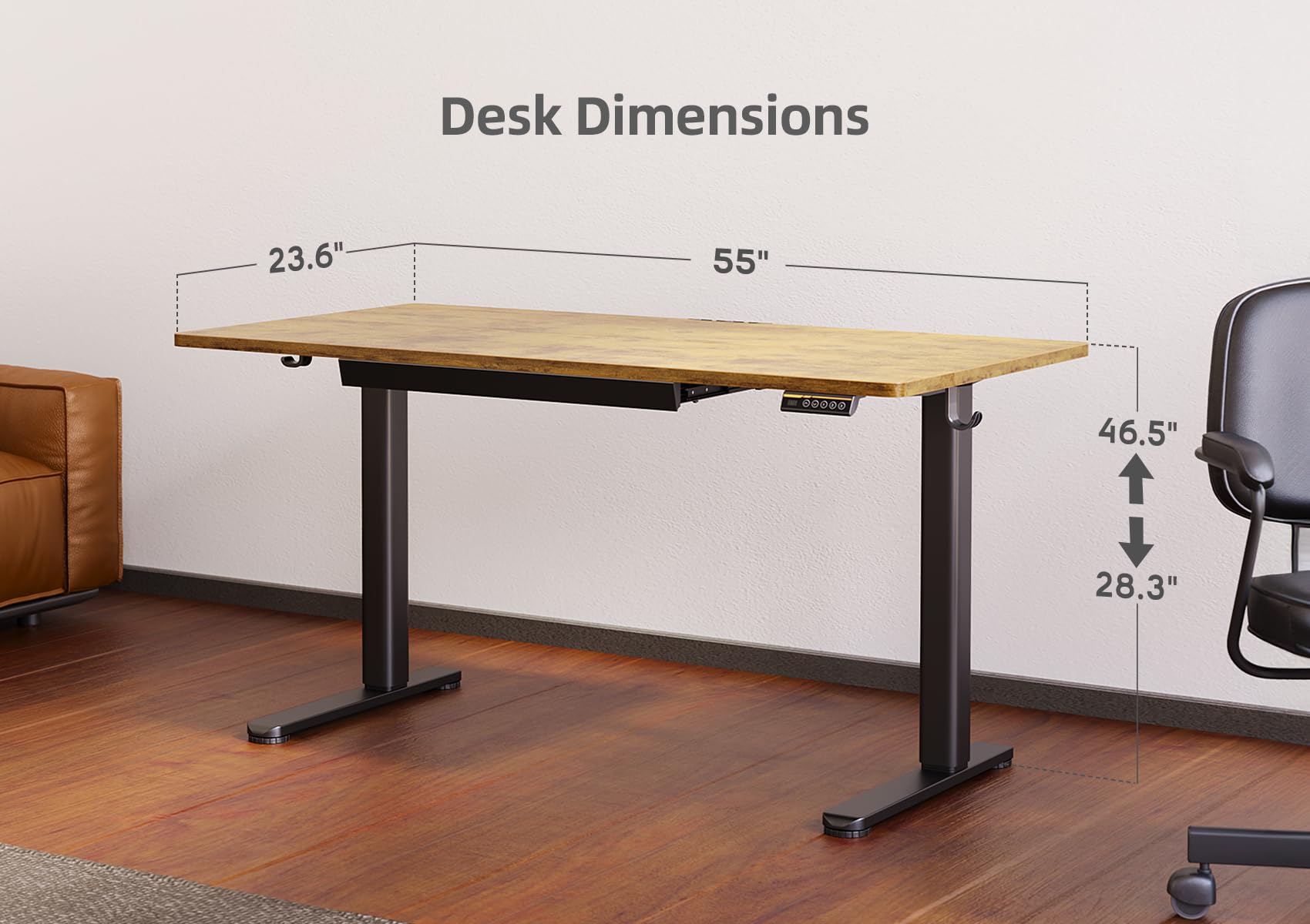Claiks Electric Standing Desk with Drawers - 55
