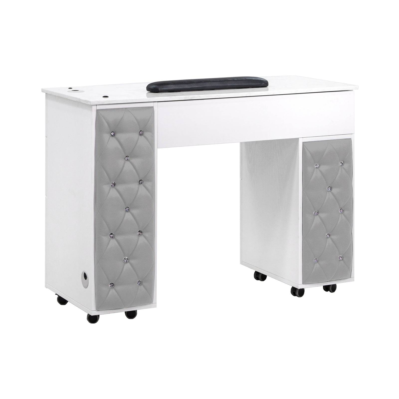 Drexel Tufted Single Manicure Table - Professional Nail Salon Furniture for Pedicure & Manicure Services - Perfect for Home Spa, Beauty Salons & Nail Studios