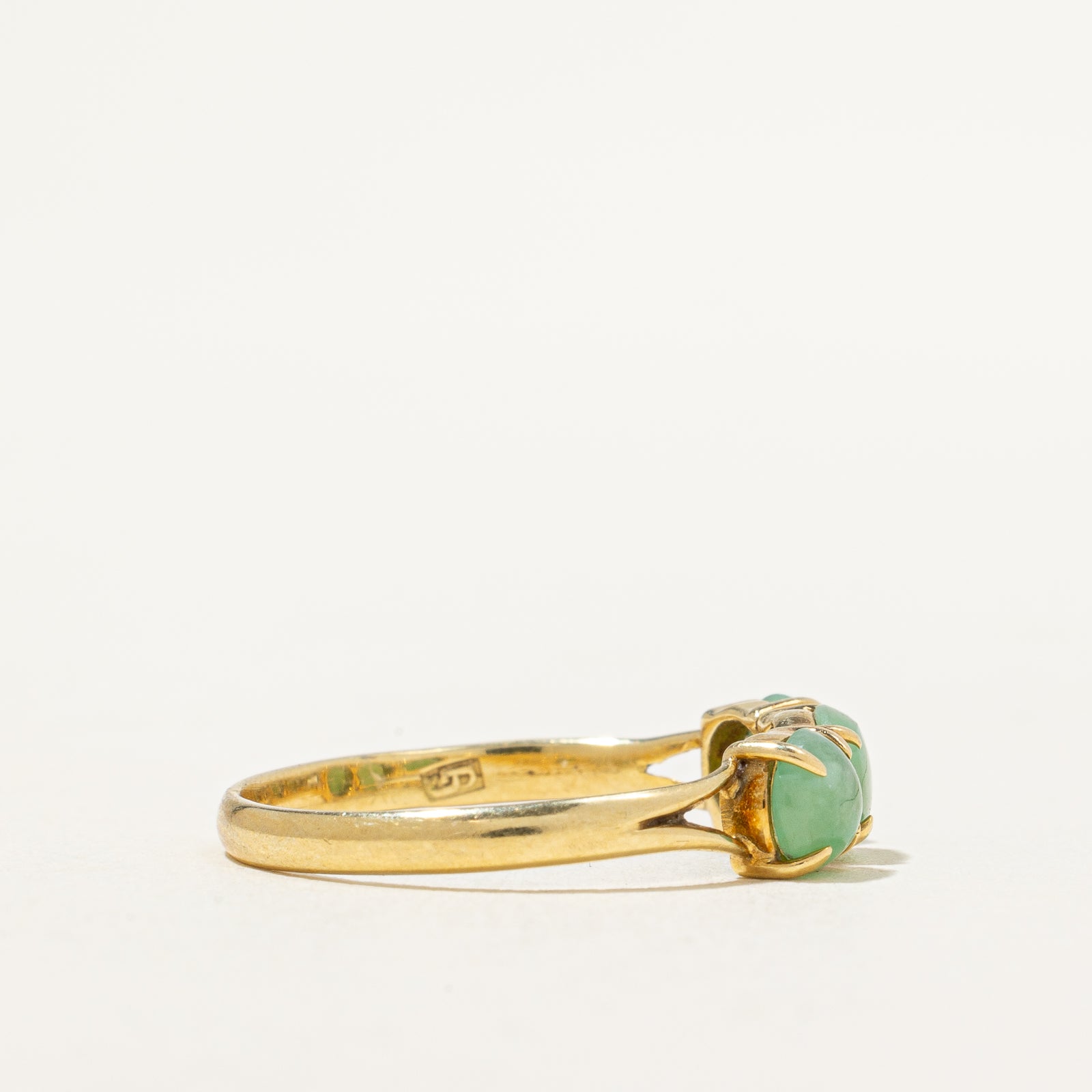 Exquisite Three Stone Jade Ring | 0.96 Carat Total Weight | Size 5.25 | Elegant Jewelry for Women | Perfect for Weddings, Anniversaries & Special Occasions