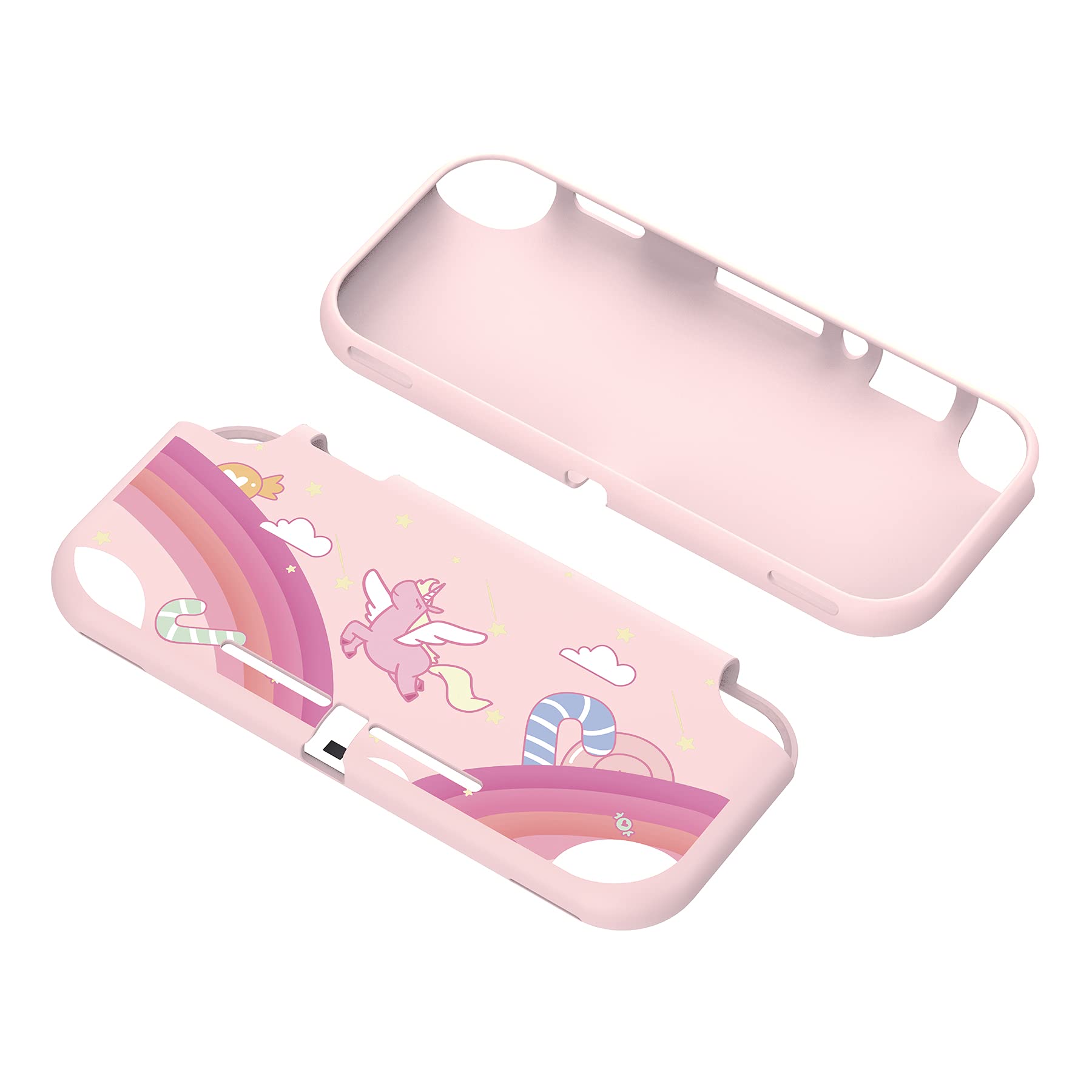eXtremeRate PlayVital Protective Case Cover for Nintendo Switch Lite - Shockproof & Scratch-Resistant Unicorn Rainbow Design - Perfect for Gaming, Travel, and Everyday Protection