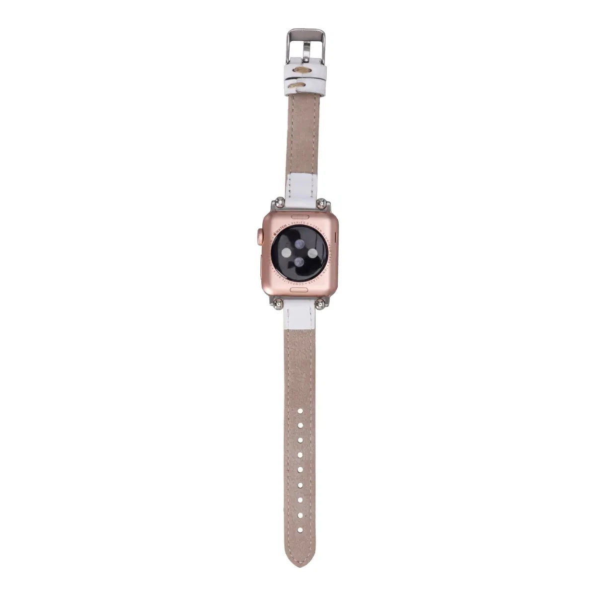 Premium White Leather Ultra Slim Apple Watch Band - Compatible with All Apple Watch Models - Elegant & Comfortable for Workouts, Office & Everyday Wear