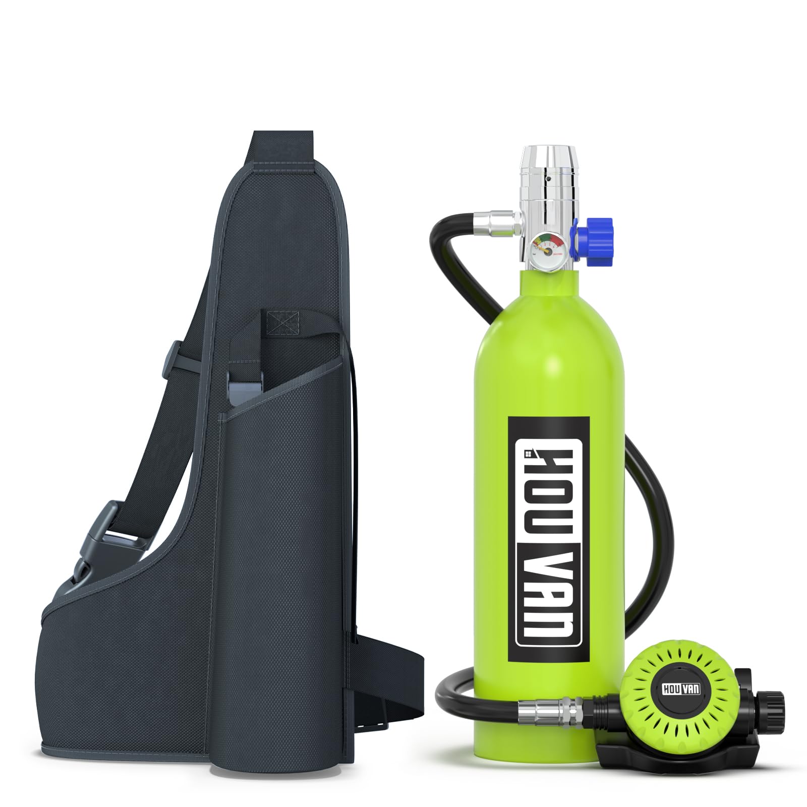 H400 Mini Scuba Tank 1.0L - Portable Diving Oxygen Tank with On/Off Valve | Up to 20 Min Underwater Breathing | Reusable Pony Bottle for Scuba Diving, Snorkeling, Emergency & Underwater Exploration | Perfect for Pool Parties, Beach Vacations & Marine Adventures