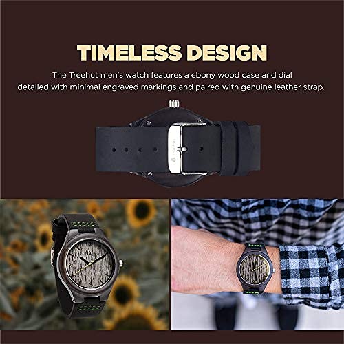 Men's Wooden Watch - Japanese Quartz Movement, Stainless Steel Buckle & Leather Strap for Outdoor & Office Wear