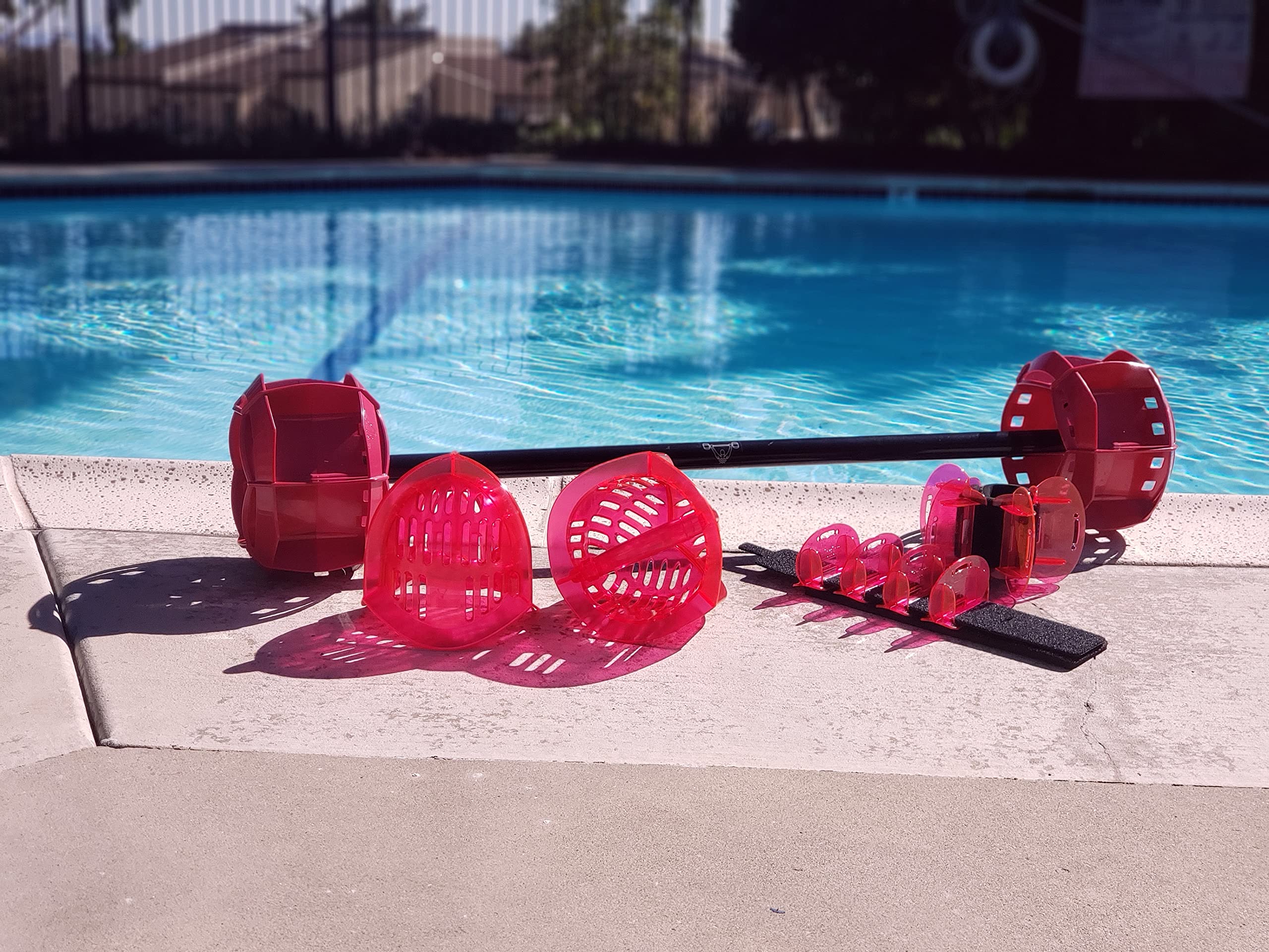 Hydrorevolution Ultimate Pool Exercise Bundle - Medium Resistance Water Weights for Aqua Fitness | Water Exercise Equipment Set with Aqualogix Pink Bells, Fins & Aquastrength Barbell | Includes Quick Start Guide | Perfect for Water Aerobics, Physical Therapy & Low-Impact Workouts