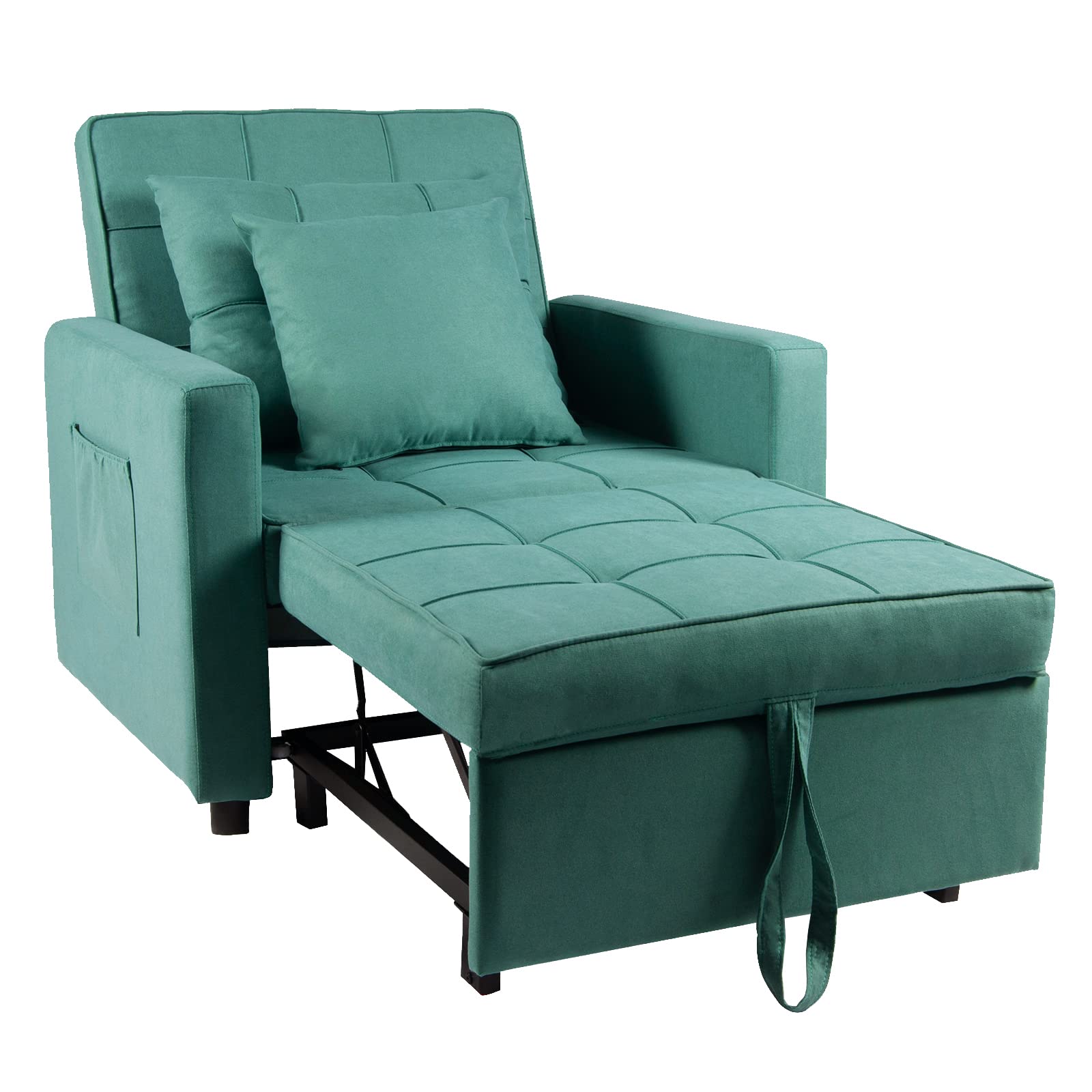 Polar Aurora 3-in-1 Convertible Sofa Bed Chair - Adjustable Recliner Lounger Sleeper for Small Spaces, Guest Room & Studio Apartments (Green) | Perfect for Living Rooms, Dorms & Home Offices