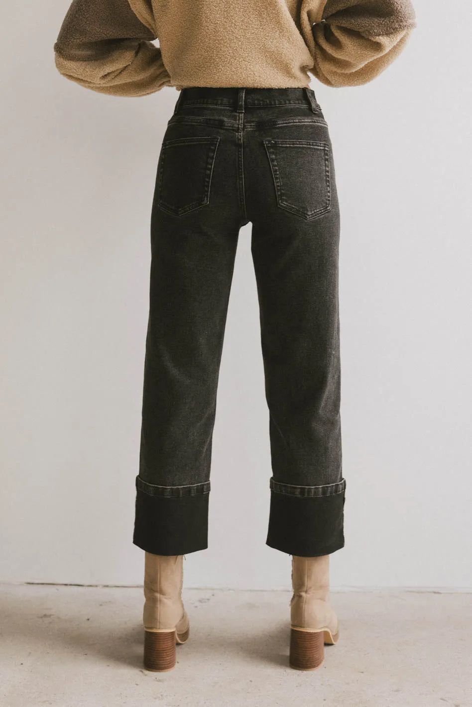 Alcott Cuffed Straight Leg Jeans for Women - High Waist Comfort Denim Pants - Casual & Office Wear - FINAL SALE