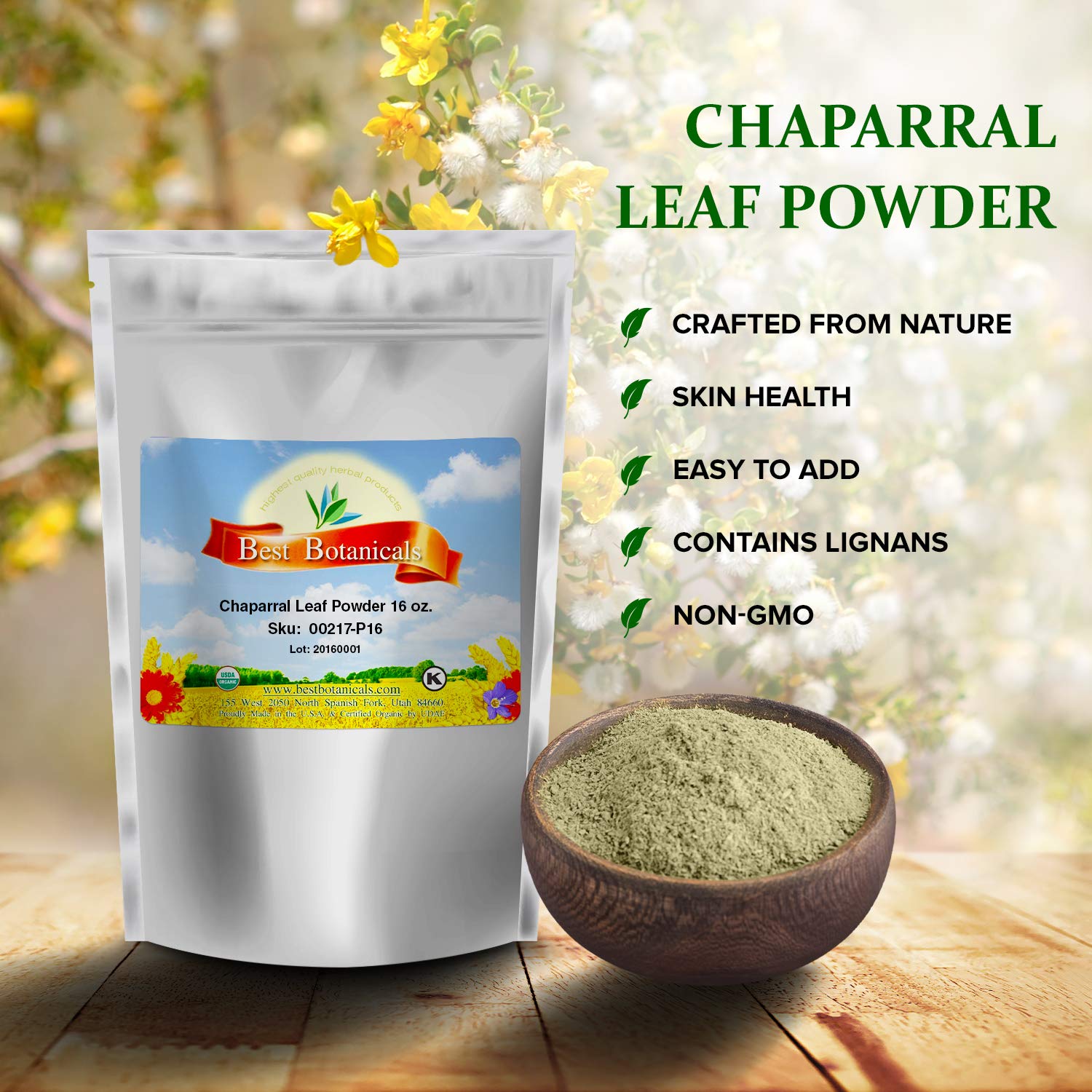 Best Botanicals Chaparral Leaf Powder 16 oz | Organic Herbal Supplement for Detox & Skin Health | Perfect for Tea, Tinctures & Natural Remedies