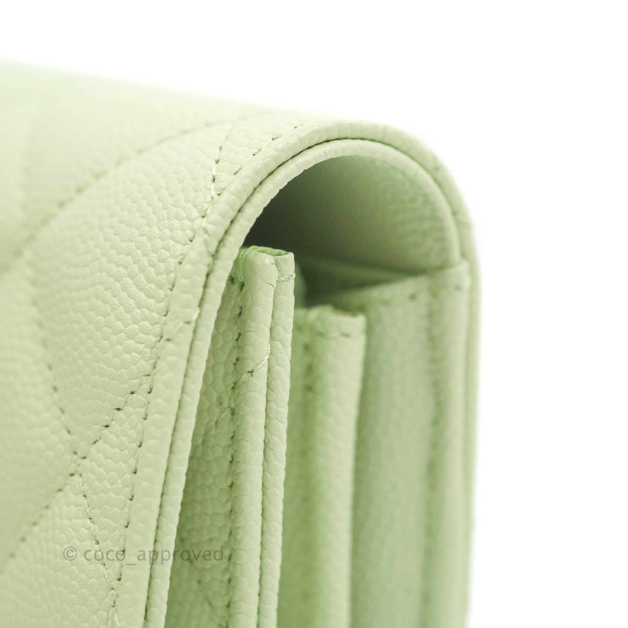 Chanel Caviar Quilted Long Flap Wallet in Mint Green with Gold Hardware - Luxury Designer Wallet for Women, Perfect for Everyday Use & Special Occasions